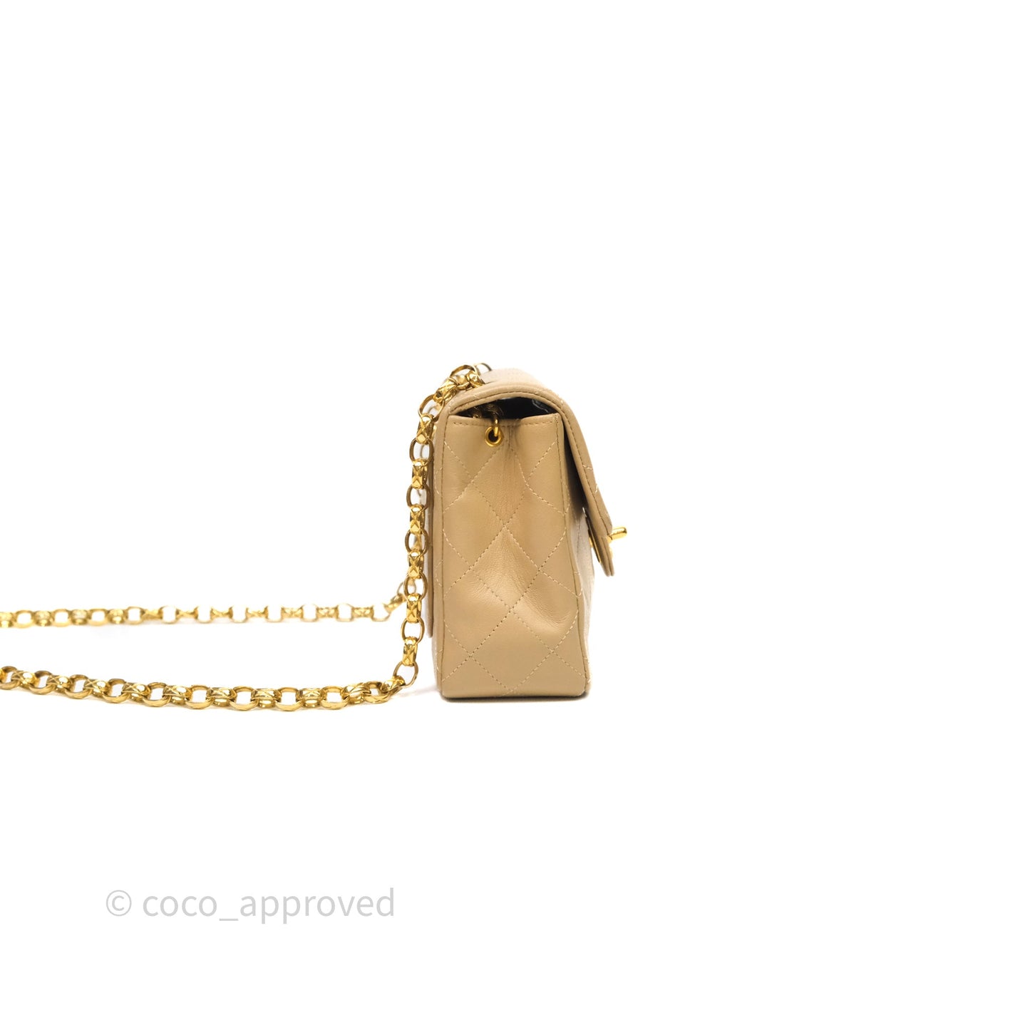 Chanel Vintage Mini Flap Bag Beige Lambskin Gold Hardware