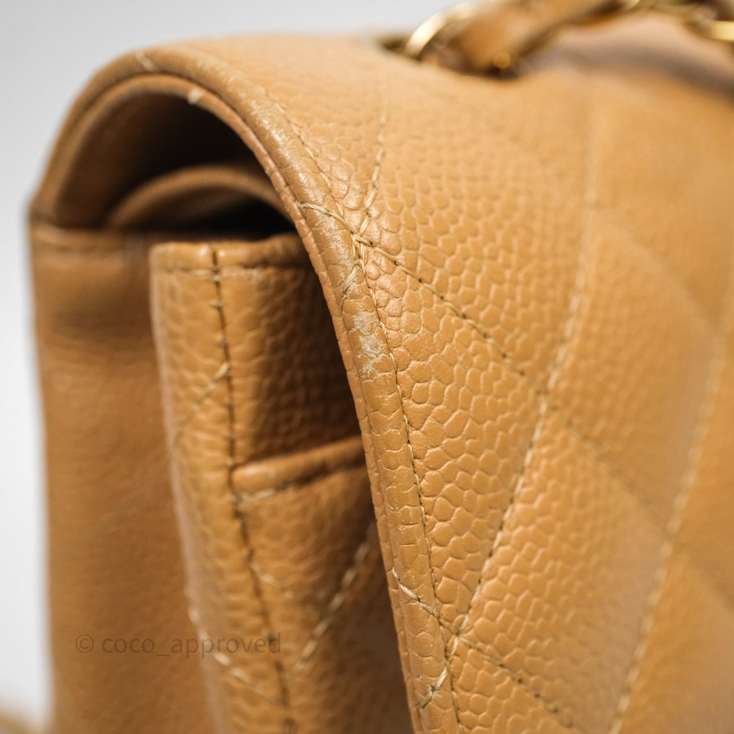 Chanel Vintage Small Classic Flap Beige Claire Caviar 24K Gold Hardware