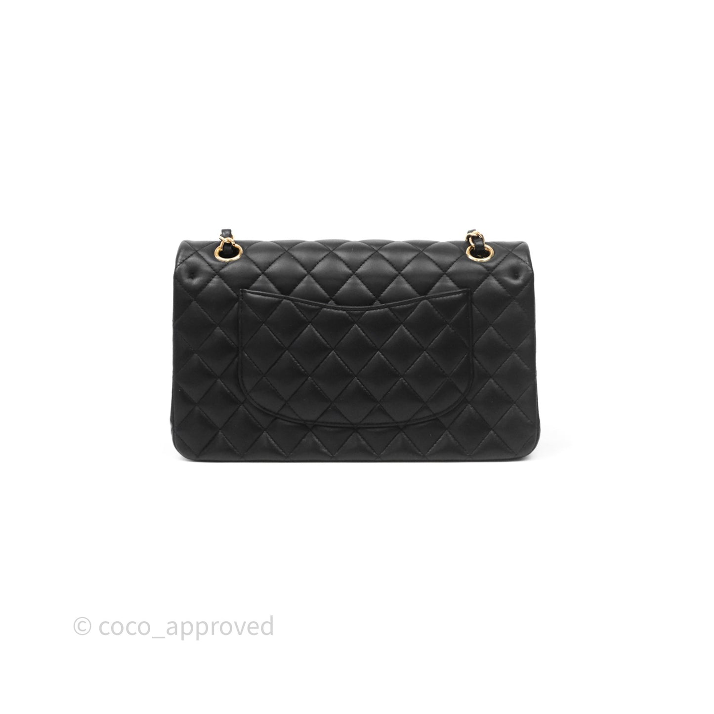 Chanel Classic M/L Medium Flap Quilted Black Lambskin Gold Hardware