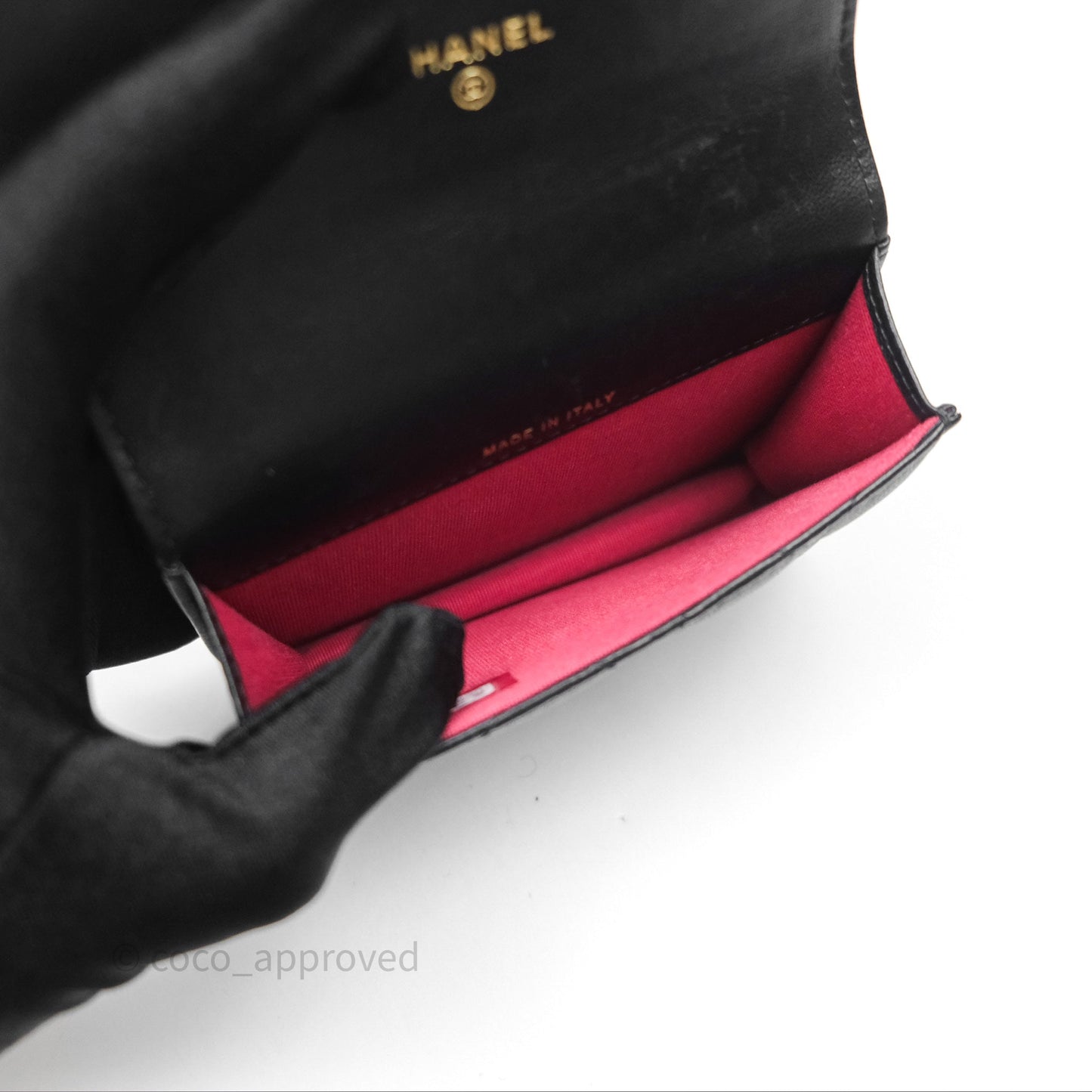 Chanel Mini Clutch With Chain Camellia Adjustable Black Lambskin Aged Gold Hardware