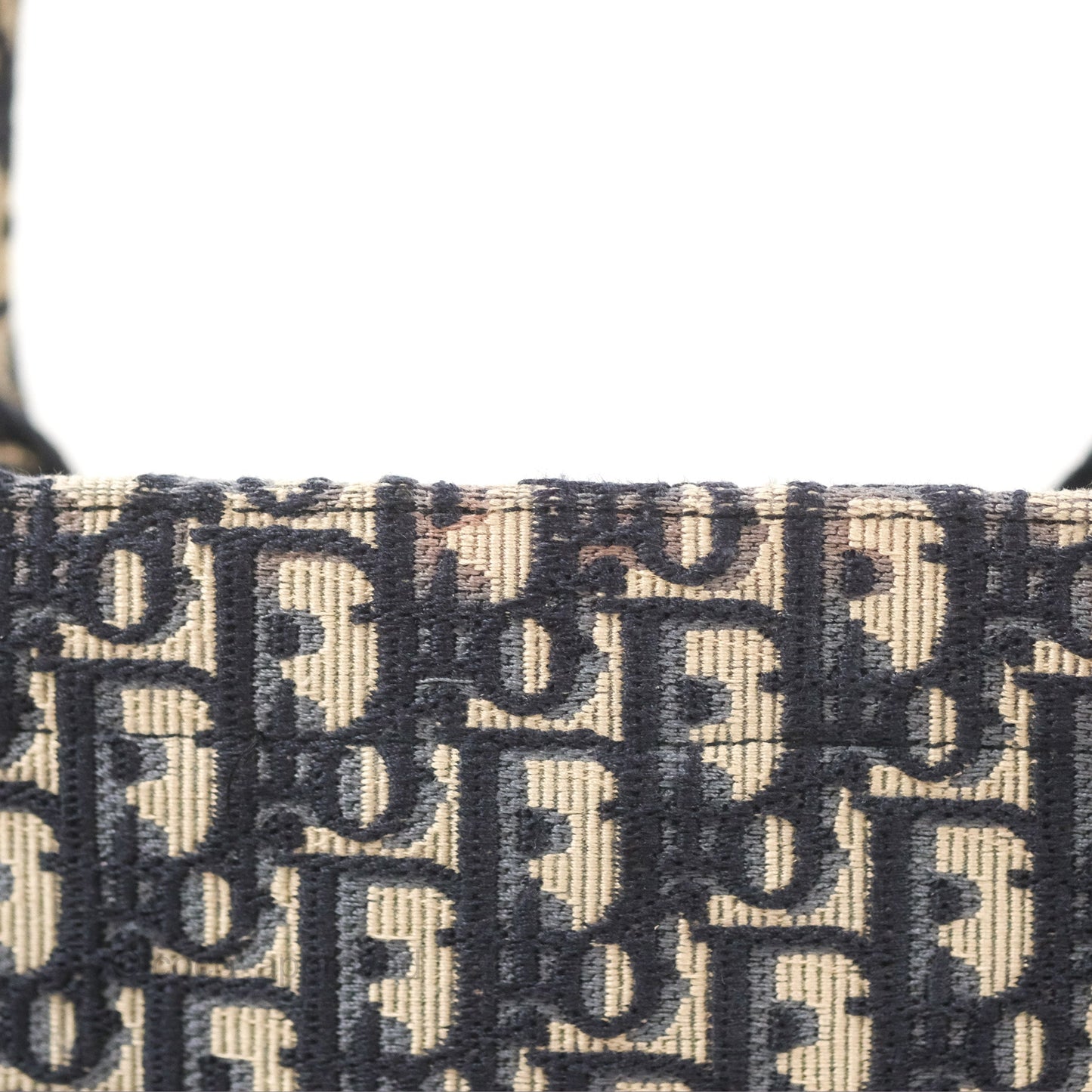 Christian Dior Medium (Old Small) Dior Navy Oblique Embroidery Canvas Book Tote