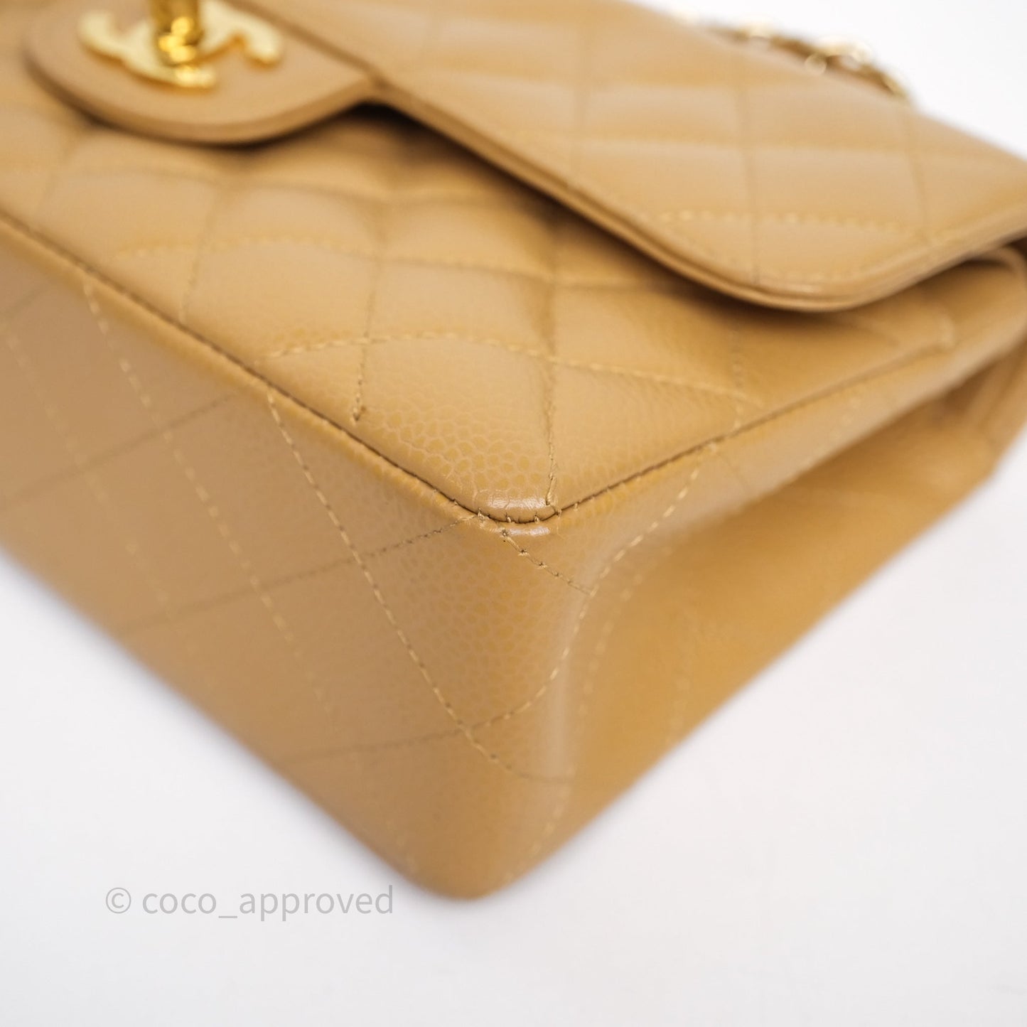 Chanel Classic M/L Medium Flap Quilted Dark Beige Caviar Gold Hardware