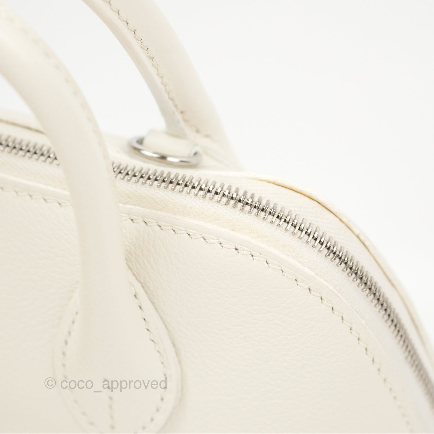 Hermès Mini Bolide 1923 White/Lime Evercolor Palladium Hardware