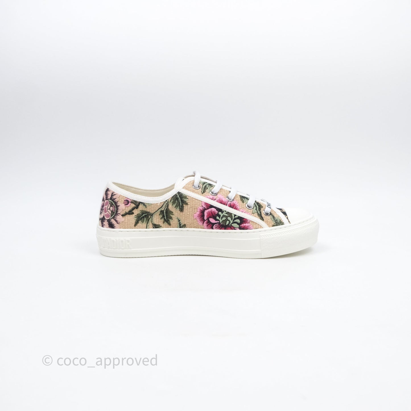 Dior Walk'n'Dior Sneakers Beige Floral Embroidered Canvas Size 37