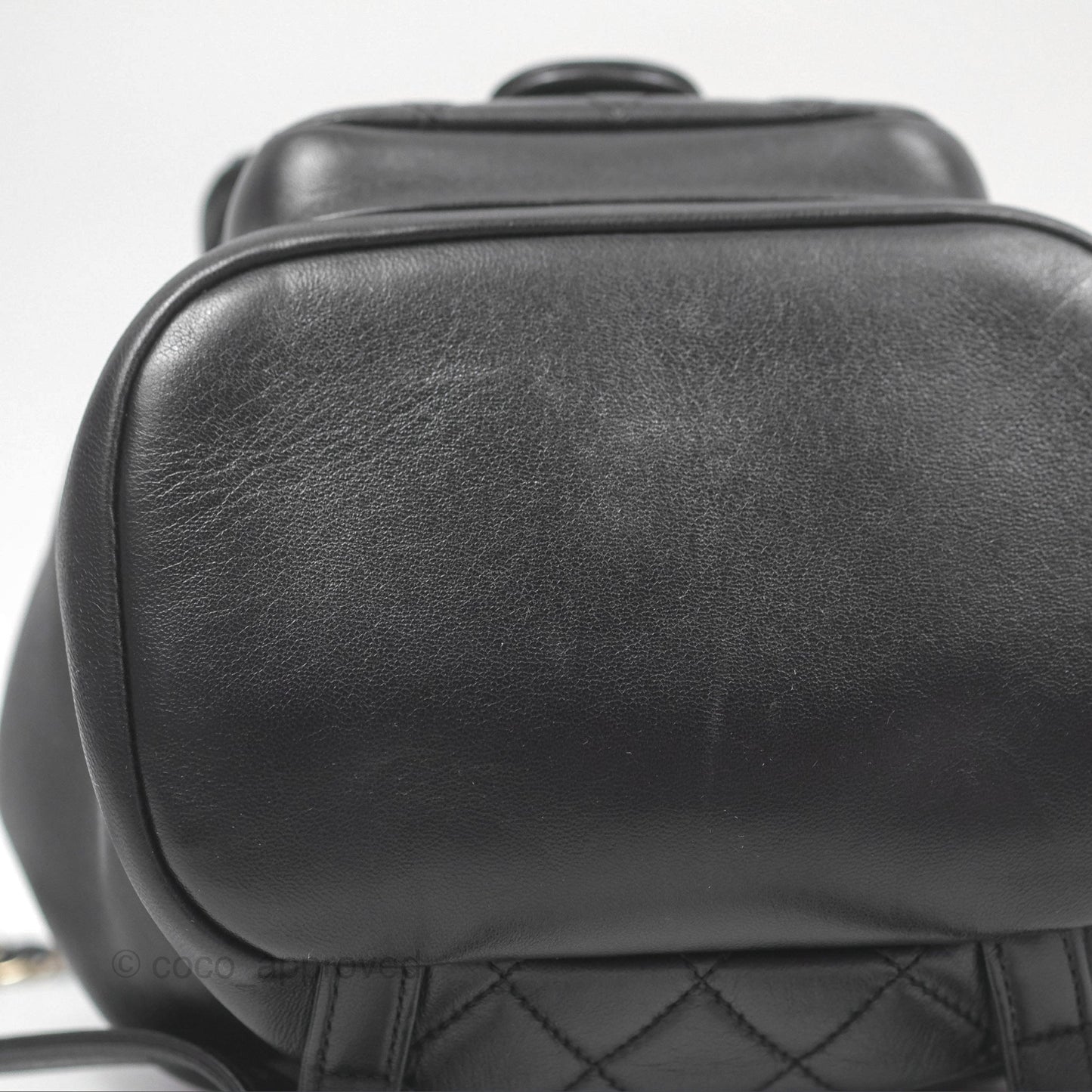 Chanel Quilted Small Duma Drawstring Backpack Black Lambskin