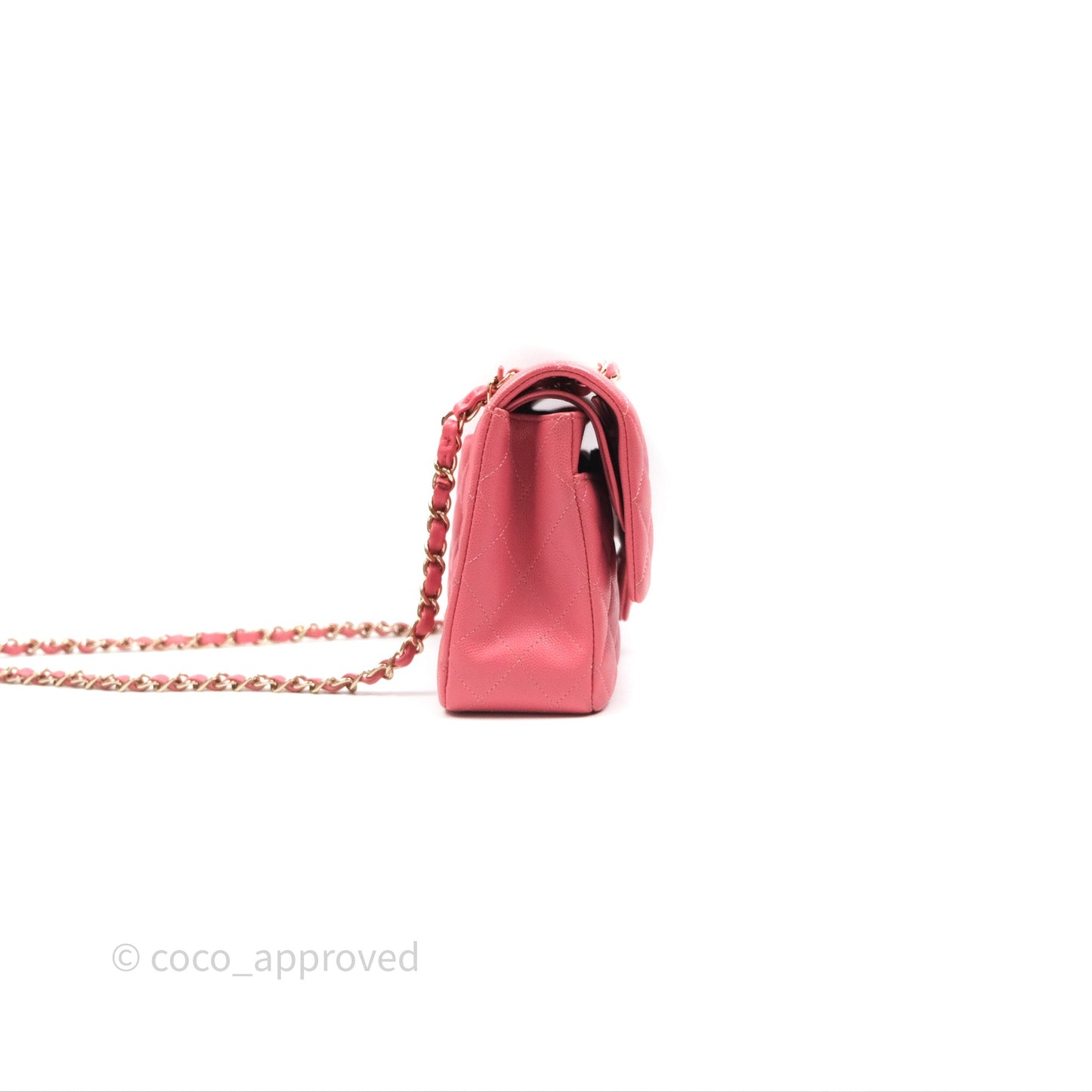 Chanel Classic M/L Medium Flap Quilted Pink Caviar Gold Hardware