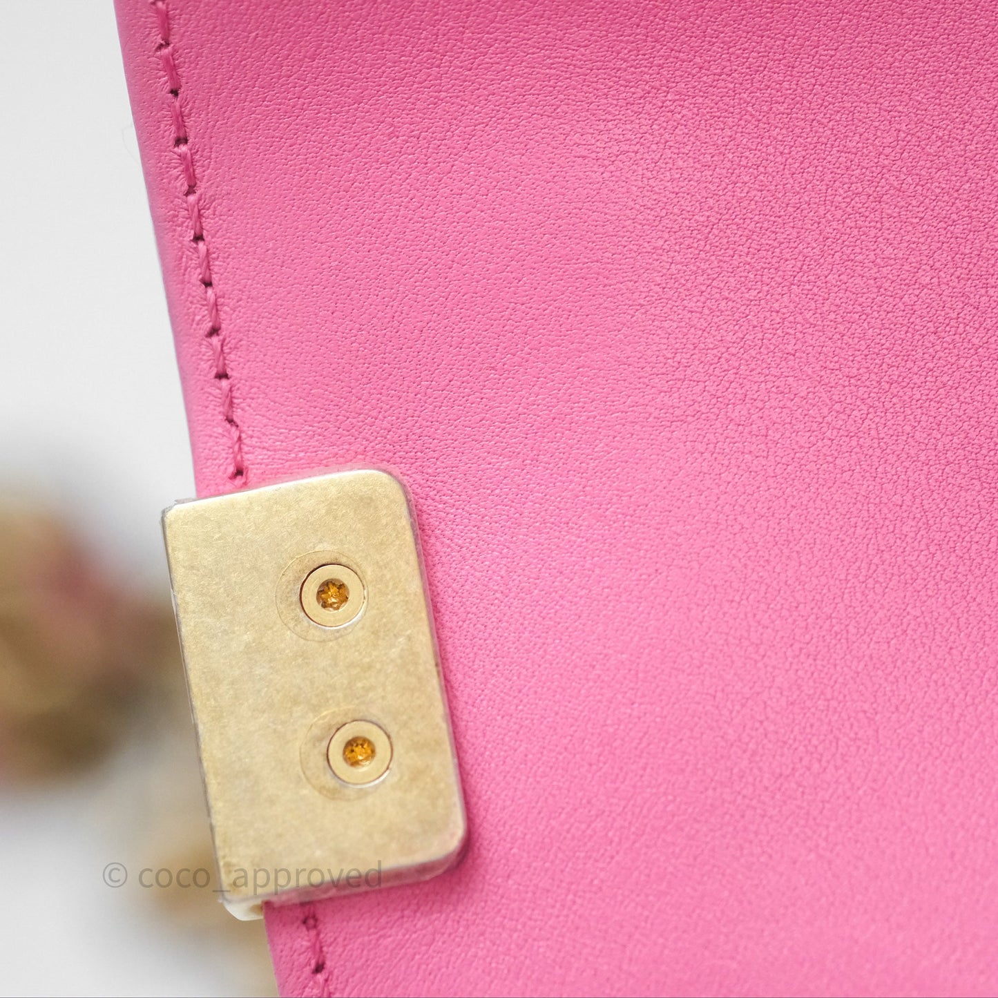 Chanel Small Boy Pink Calfskin Aged Gold Hardware
