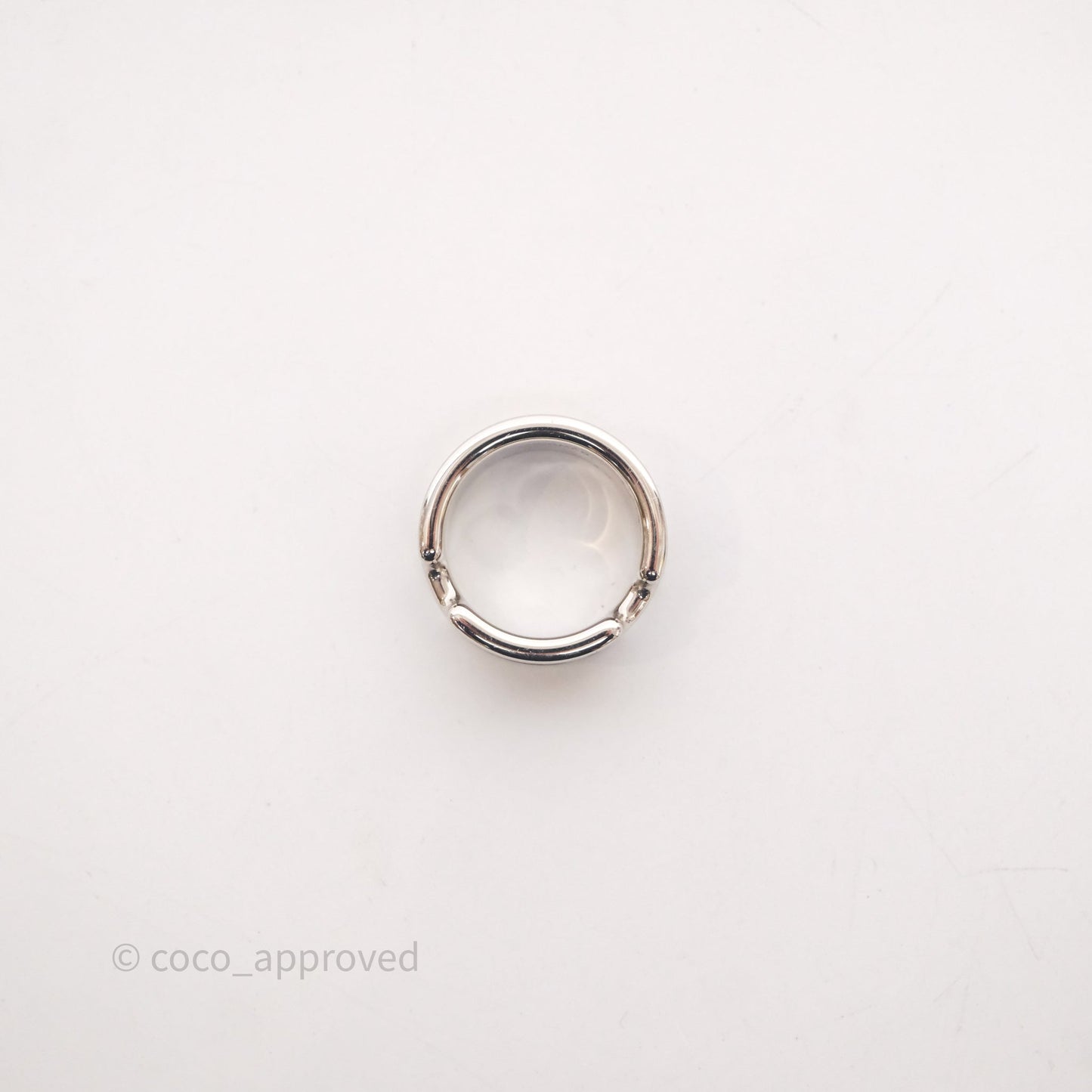 Hermès Olympe Ring Medium Model Gold 37 Epsom Silver Hardware