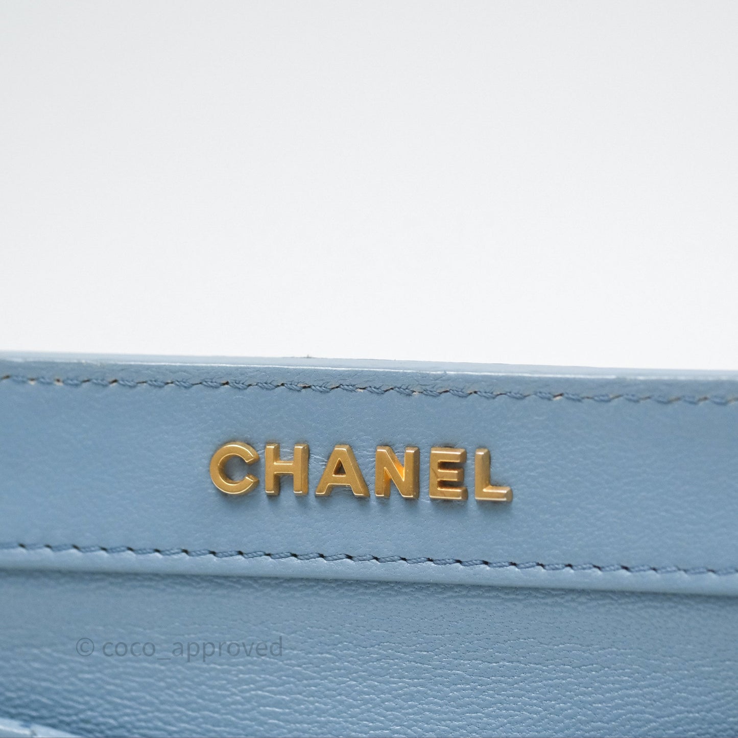 Chanel Curved Flap Bag Blue Lambskin Aged Gold Hardware