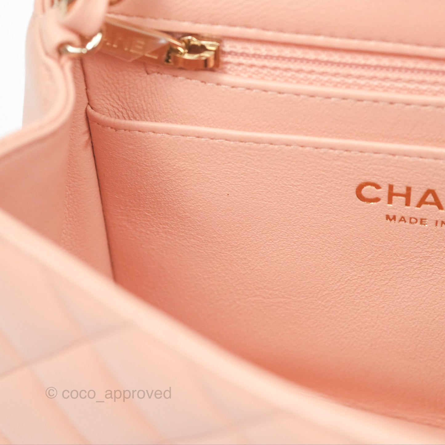 Chanel Quilted Mini Square Lambskin Light Beige Pink Gold Hardware