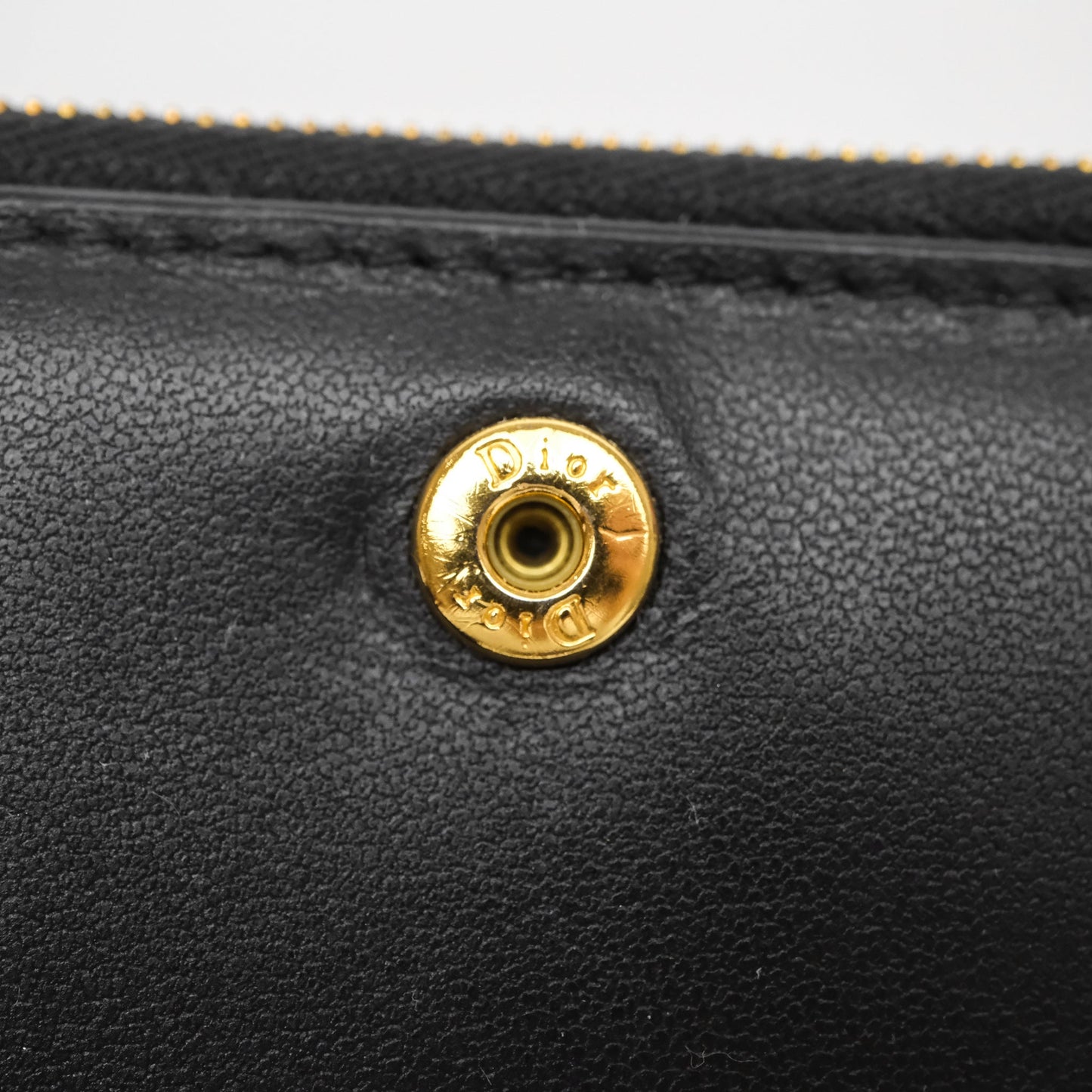 Christian Dior Caro Dahlia Wallet Black Calfskin Gold Hardware