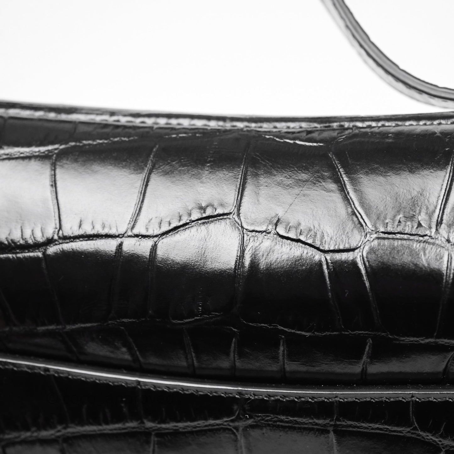 Christian Dior Saddle Bag Black Shiny Crocodile Gold Hardware
