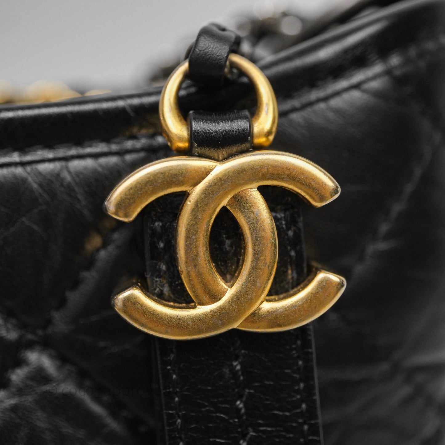 Chanel New Medium Gabrielle Hobo Quilted Black Aged Calfskin