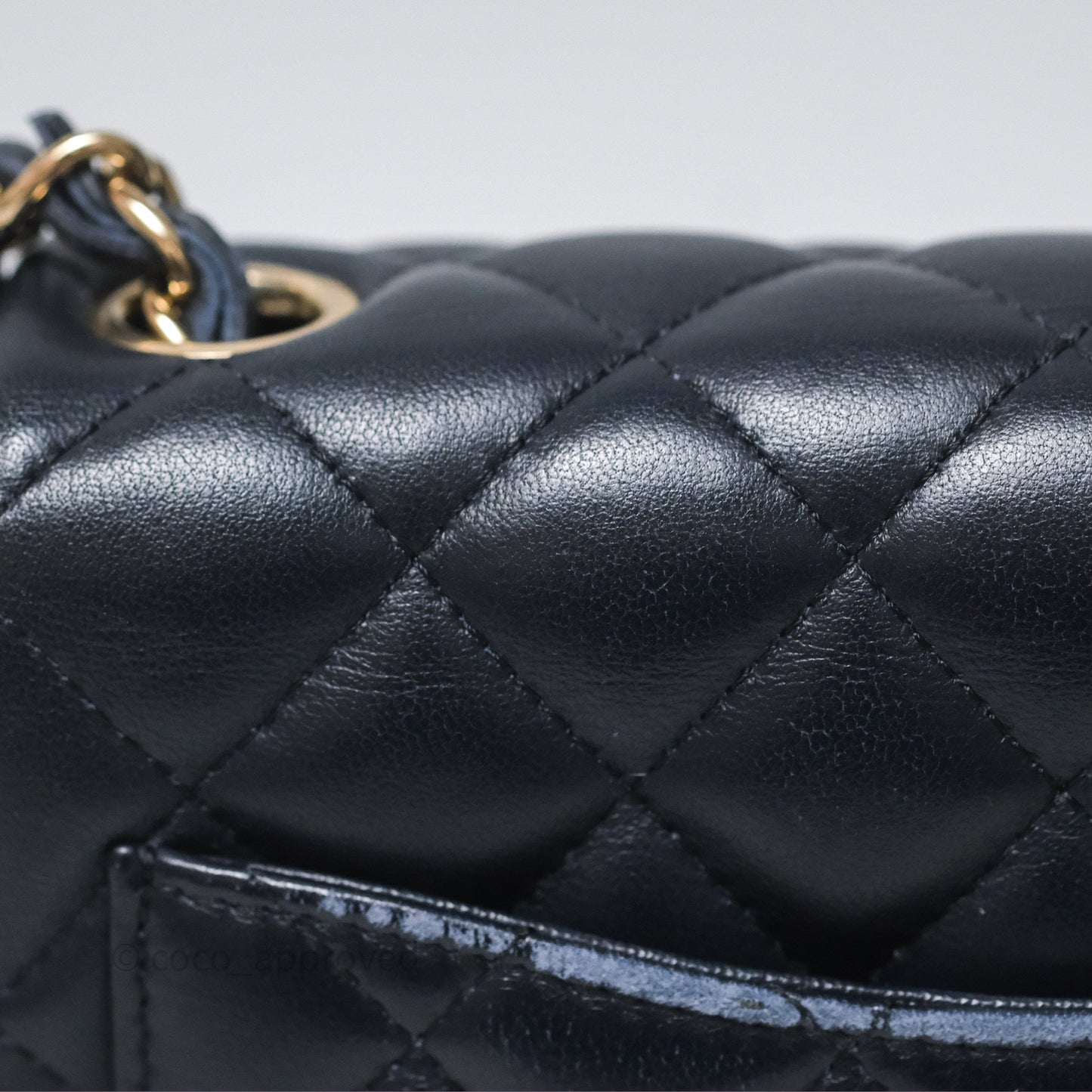 Chanel Mini Square Flap Quilted Navy Lambskin Gold Hardware