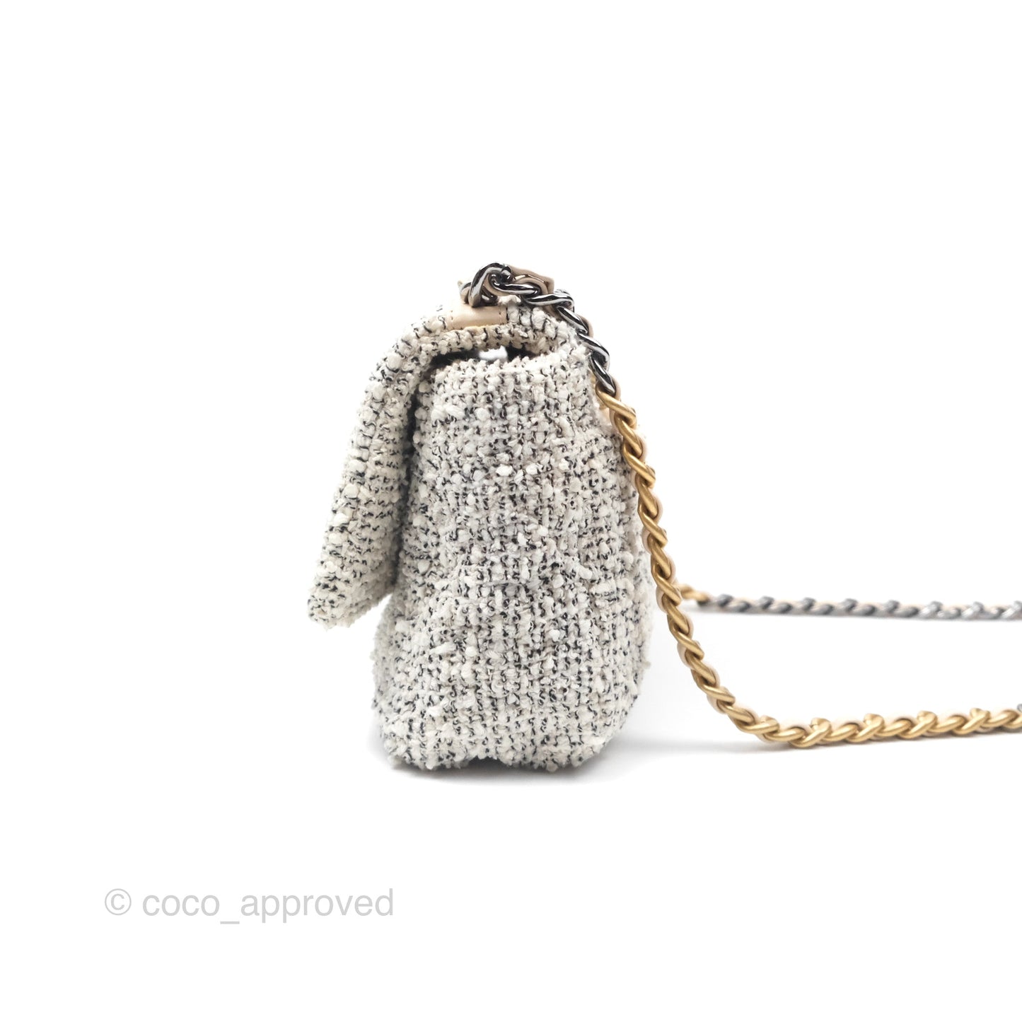 Chanel 19 Small Tweed Oreo Cream Mixed Hardware