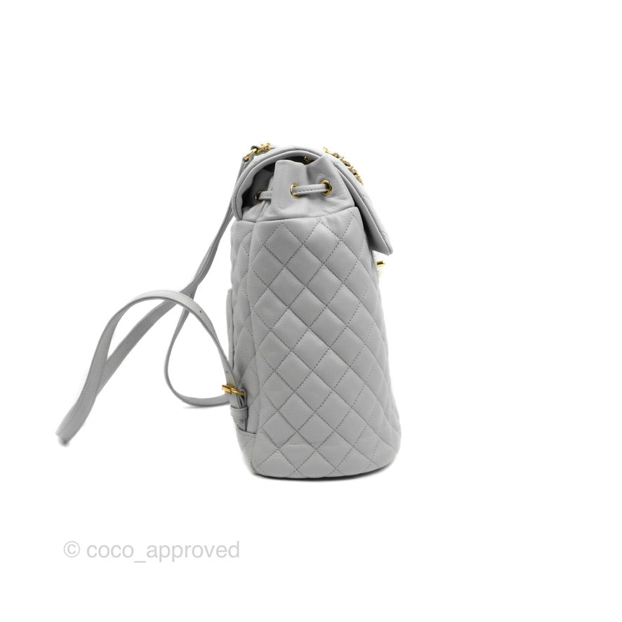 Chanel Large Quilted Urban Spirit Backpack Grey Gold Hardware