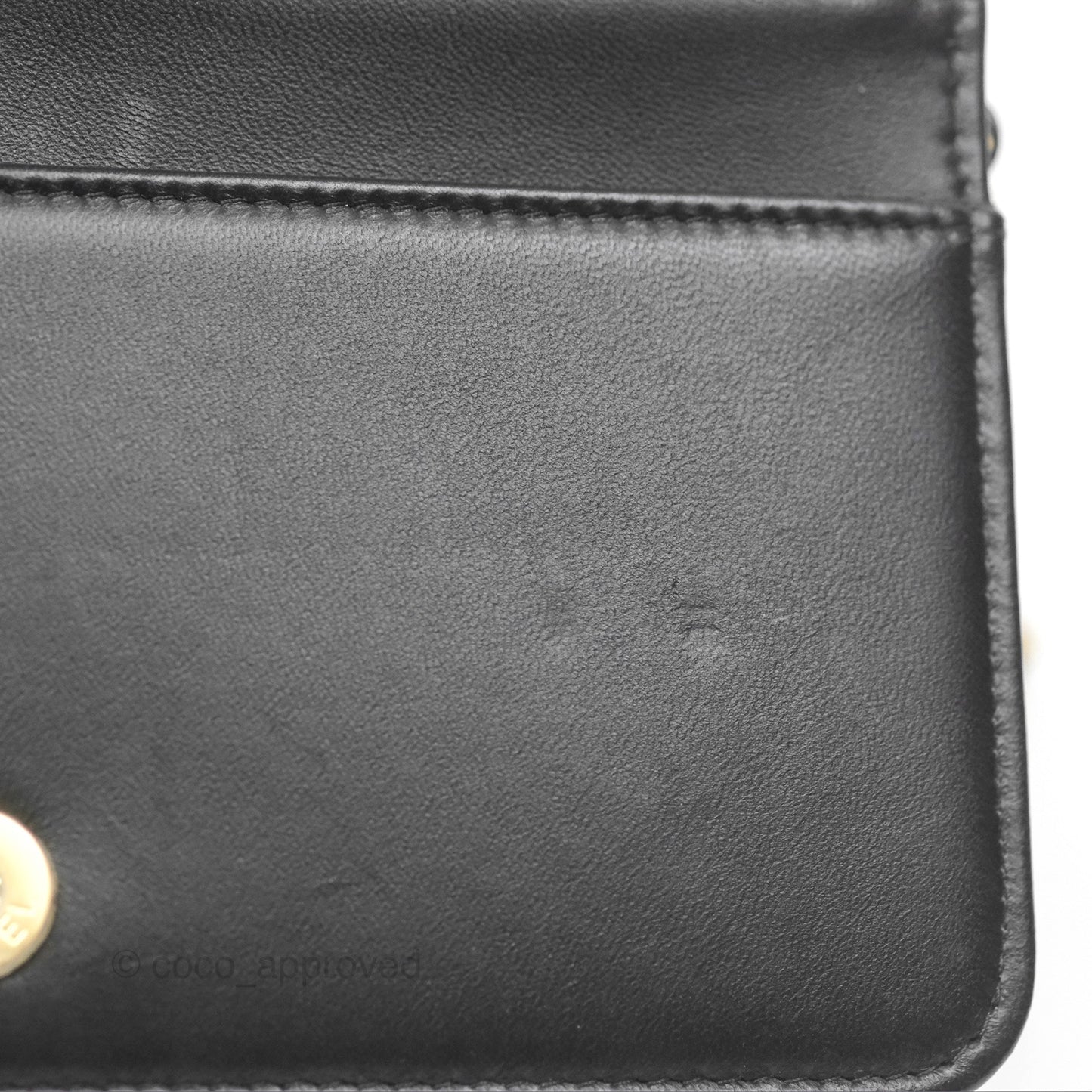 Chanel Quilted Boy Wallet on Chain WOC Black Calfskin Aged Gold Hardware