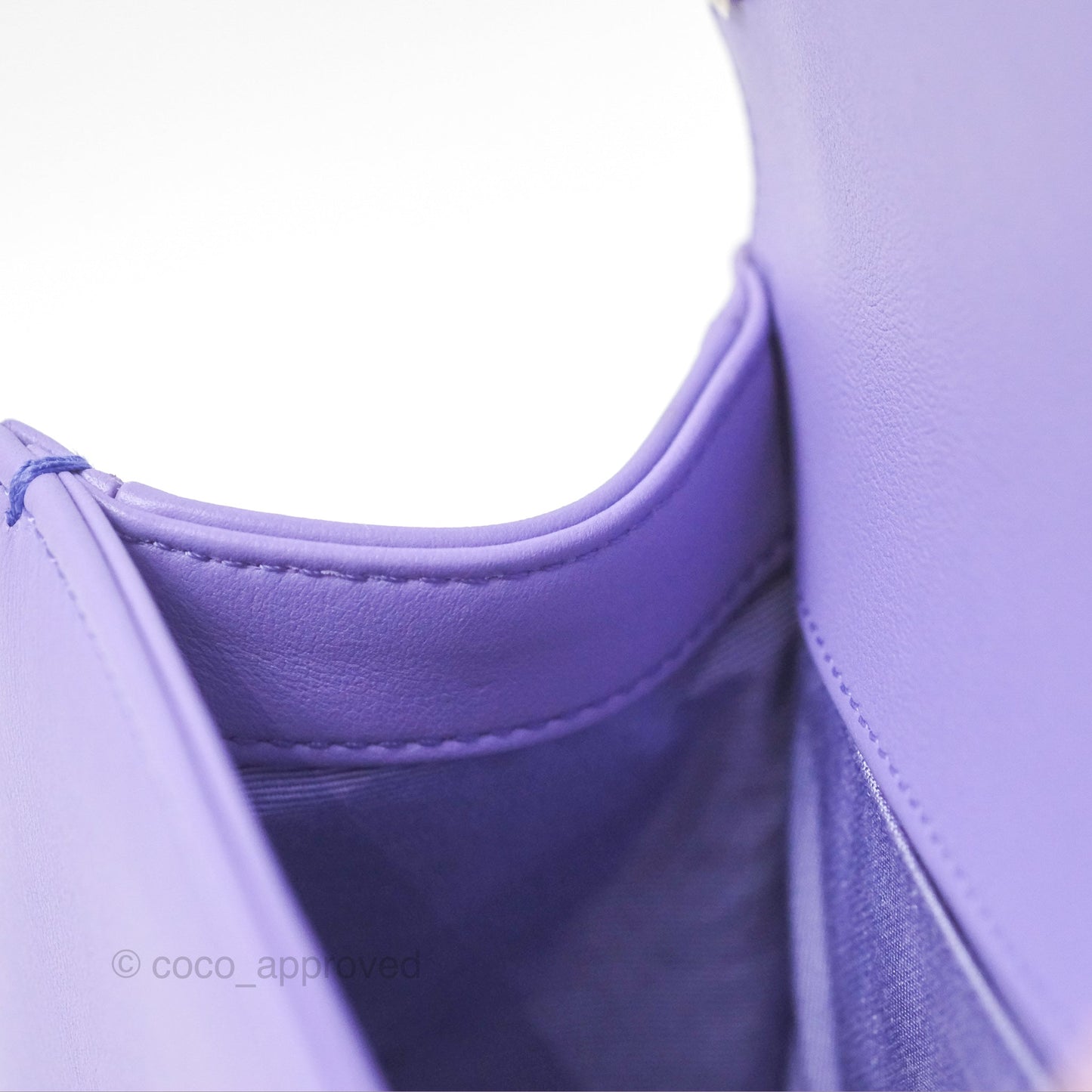 Chanel Quilted Medium Boy Purple Calfskin Silver Hardware