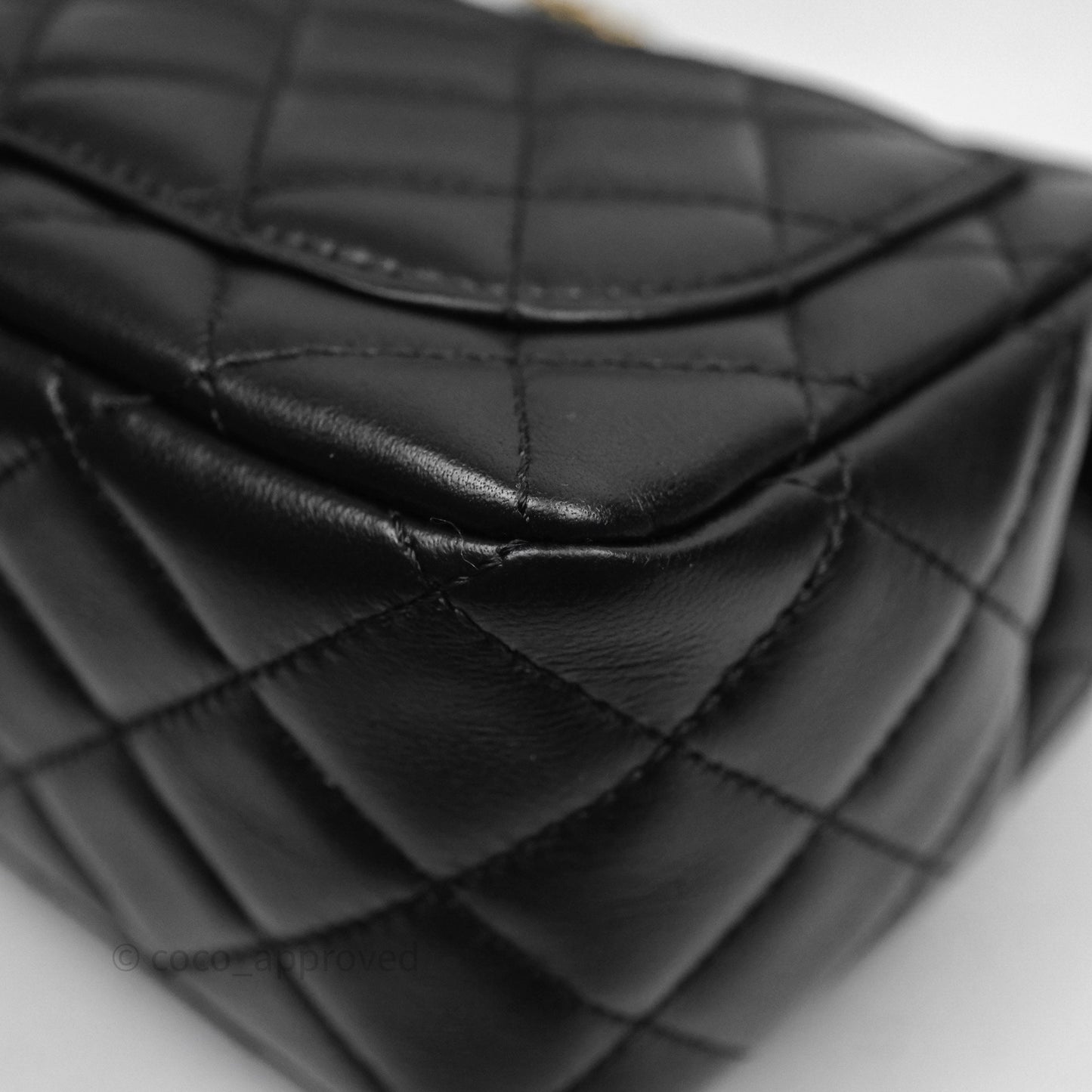 Chanel Romance Mini Square Flap Black Lambskin Aged Gold Hardware