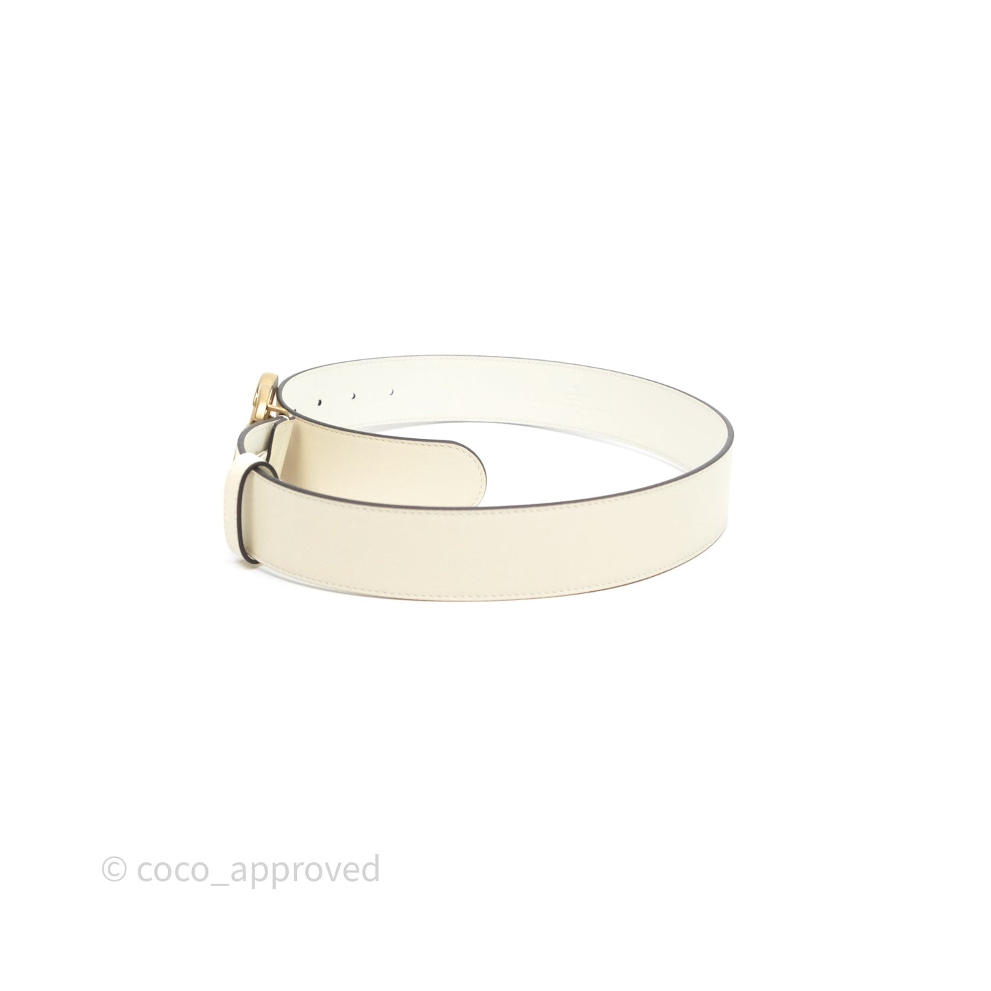 Gucci Double GG 20mm Belt 75 30 White Calfskin