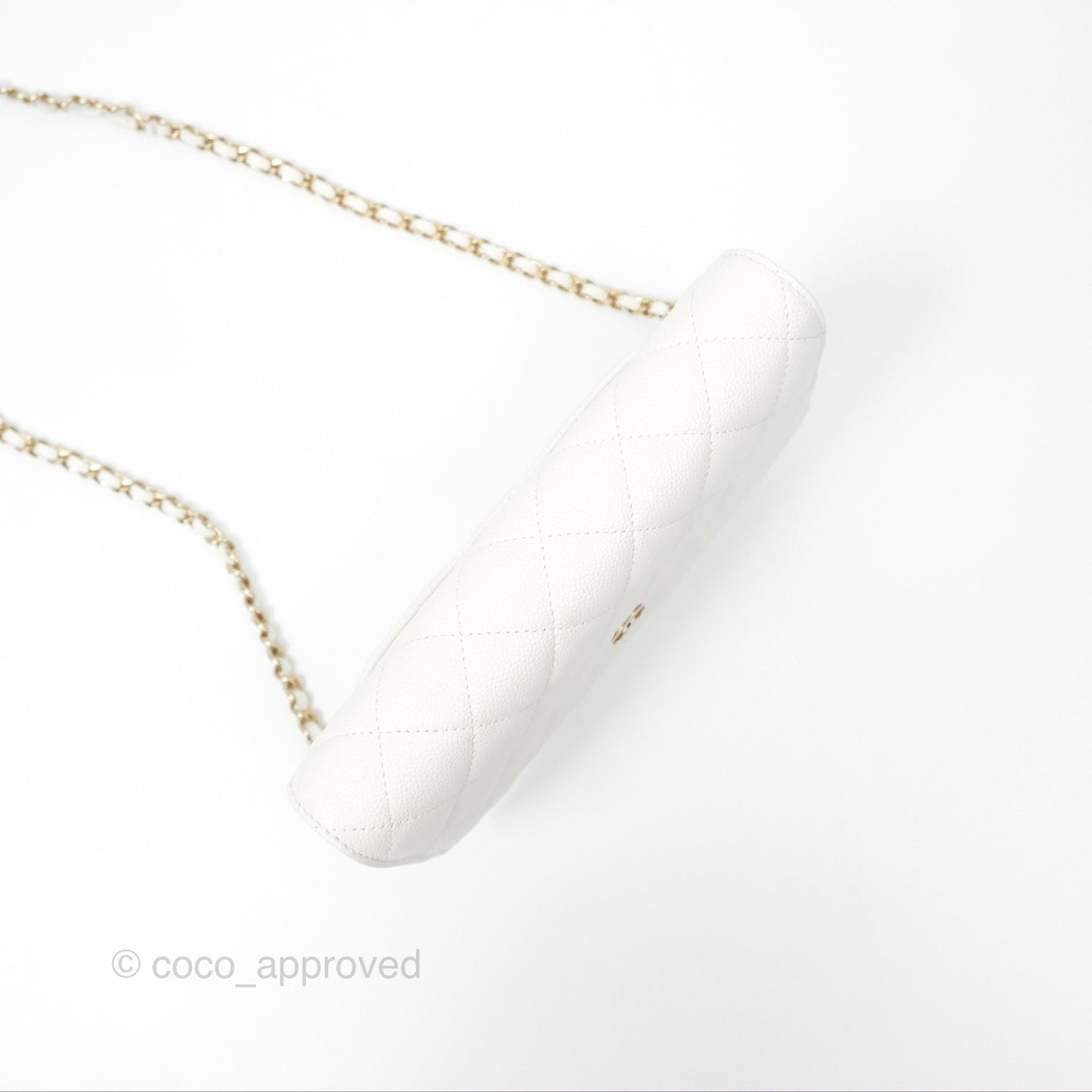 Chanel Classic Quilted Wallet On Chain WOC White Caviar Gold Hardware