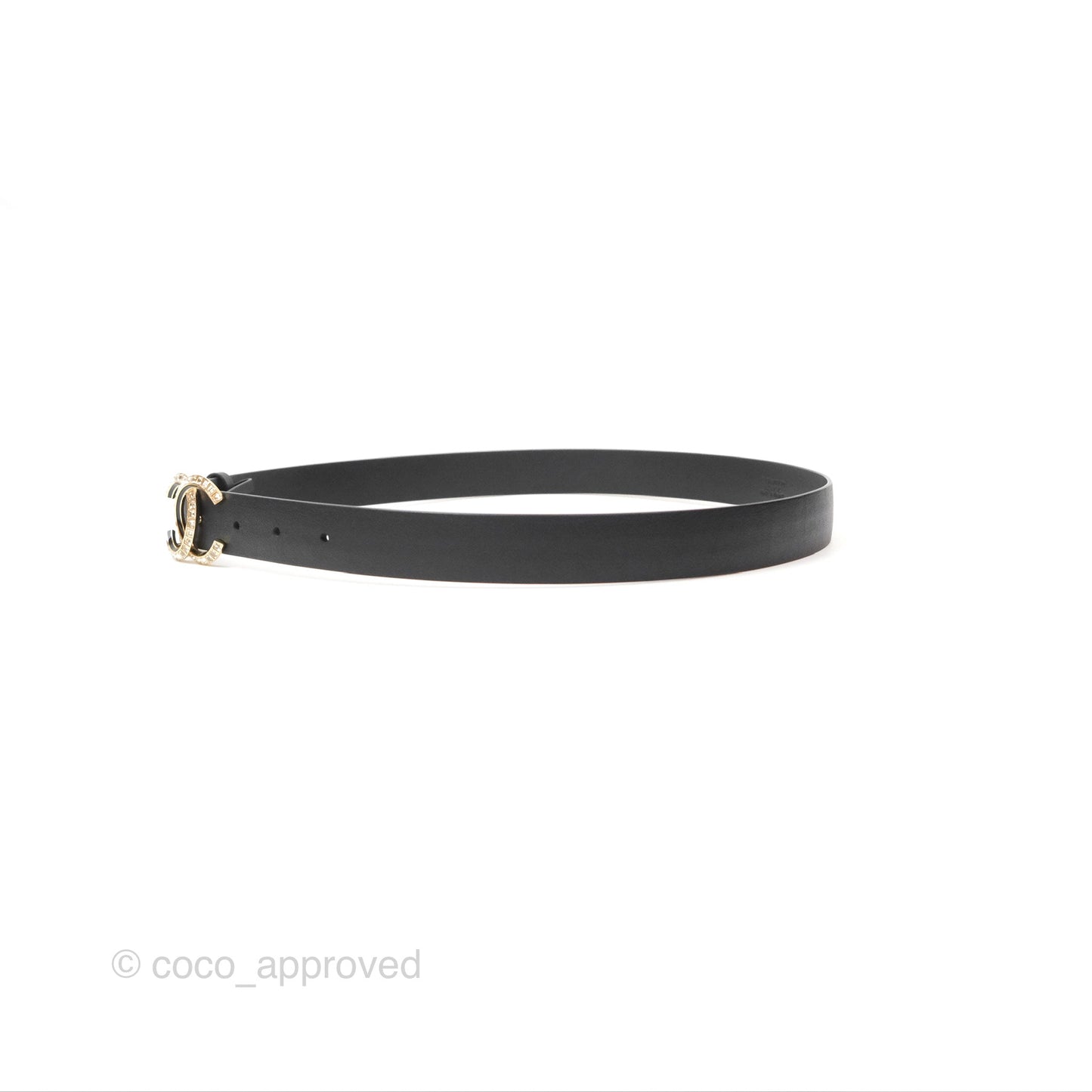 Chanel Crystal CC Belt Black Size 80 24C