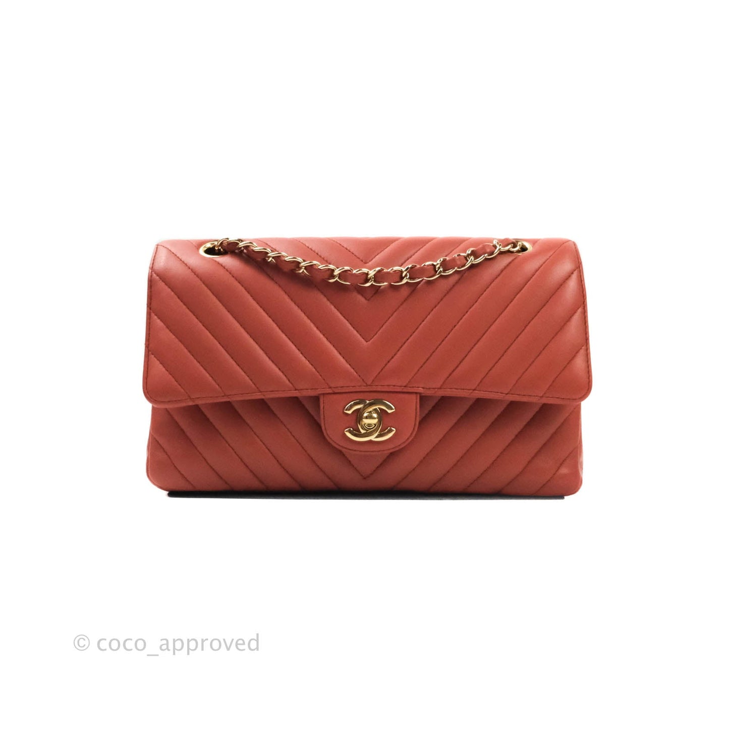 Chanel Classic Chevron M/L Medium Double Flap Rose Pink Lambskin Gold Hardware
