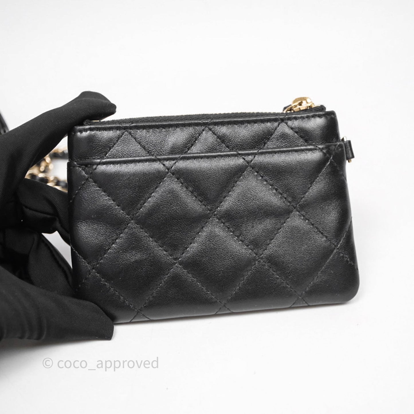 Chanel Mesh Clutch With Chain Black Shiny Lambskin Gold Hardware