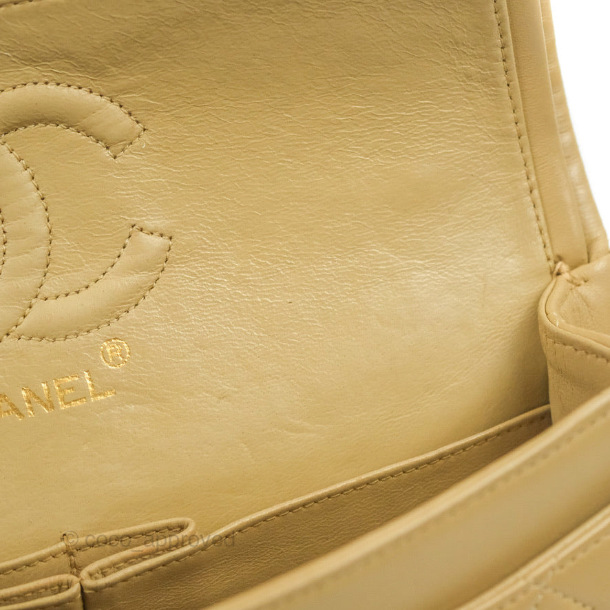 Chanel Classic Vintage Small Flap Dark Beige Lambskin 24K Gold Hardware