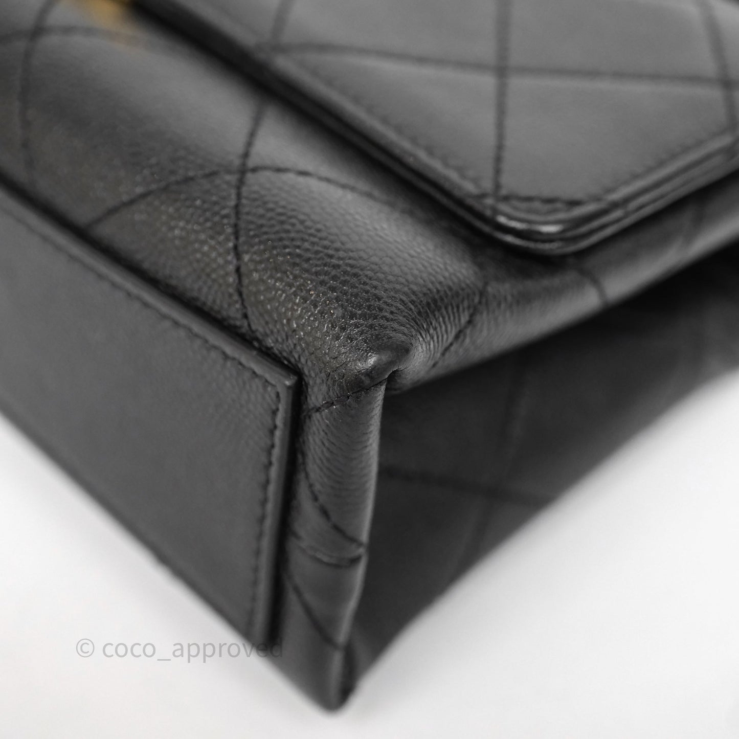 Chanel Mini Bracelet On Chain Flap Bag Flat Quilted Black Caviar Aged Gold Hardware