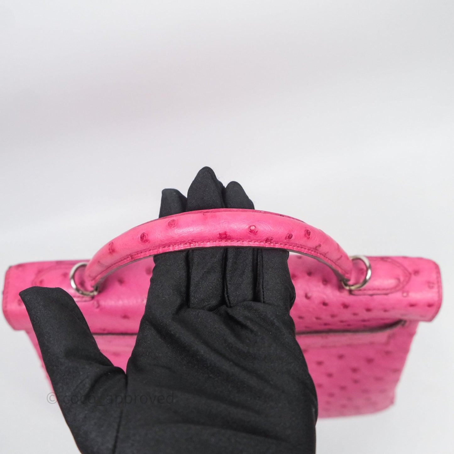 Hermes Kelly 32 Fuchsia Ostrich Palladium Hardware