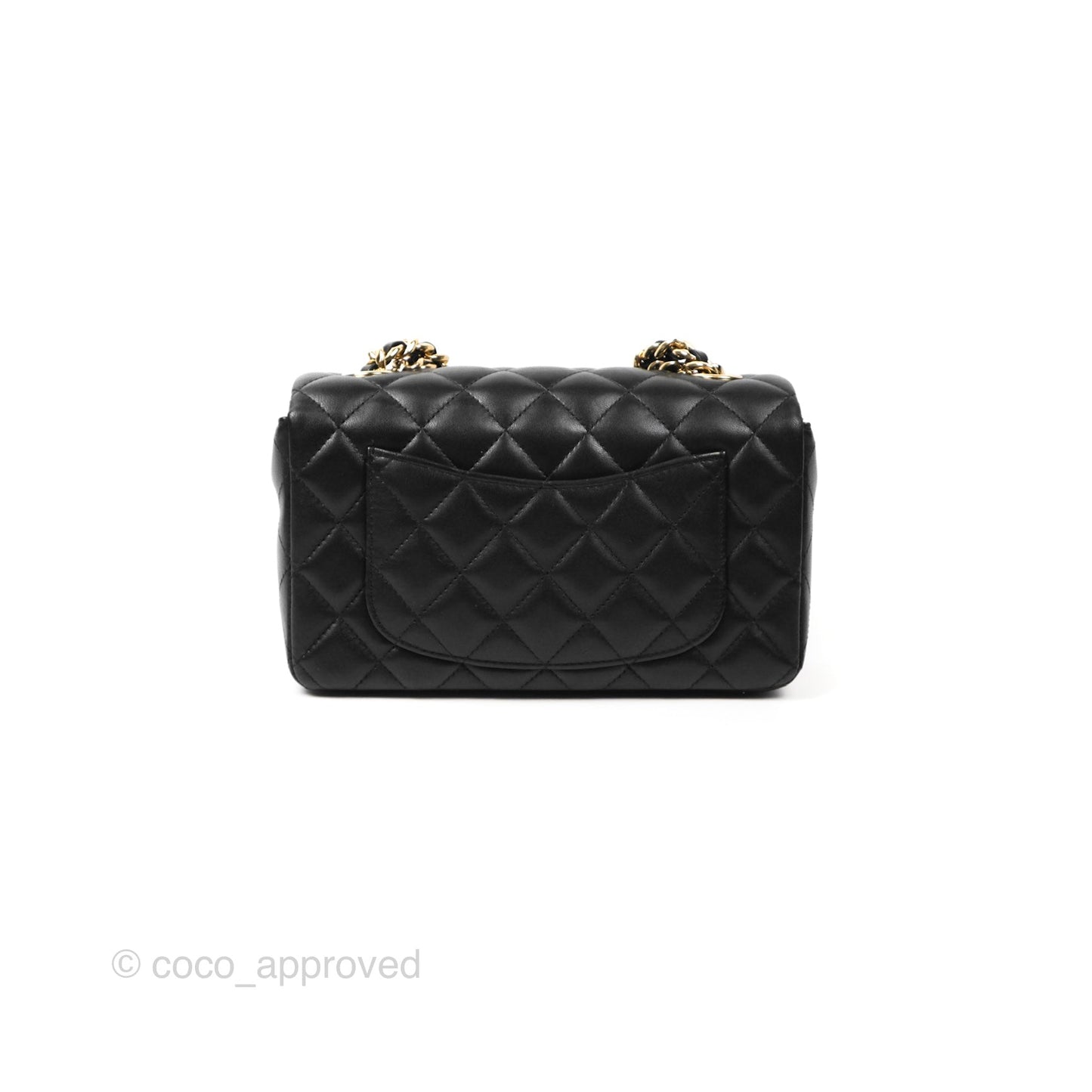 Chanel Quilted Mini Rectangular Flap With Charms Black Lambskin Gold Hardware 21C