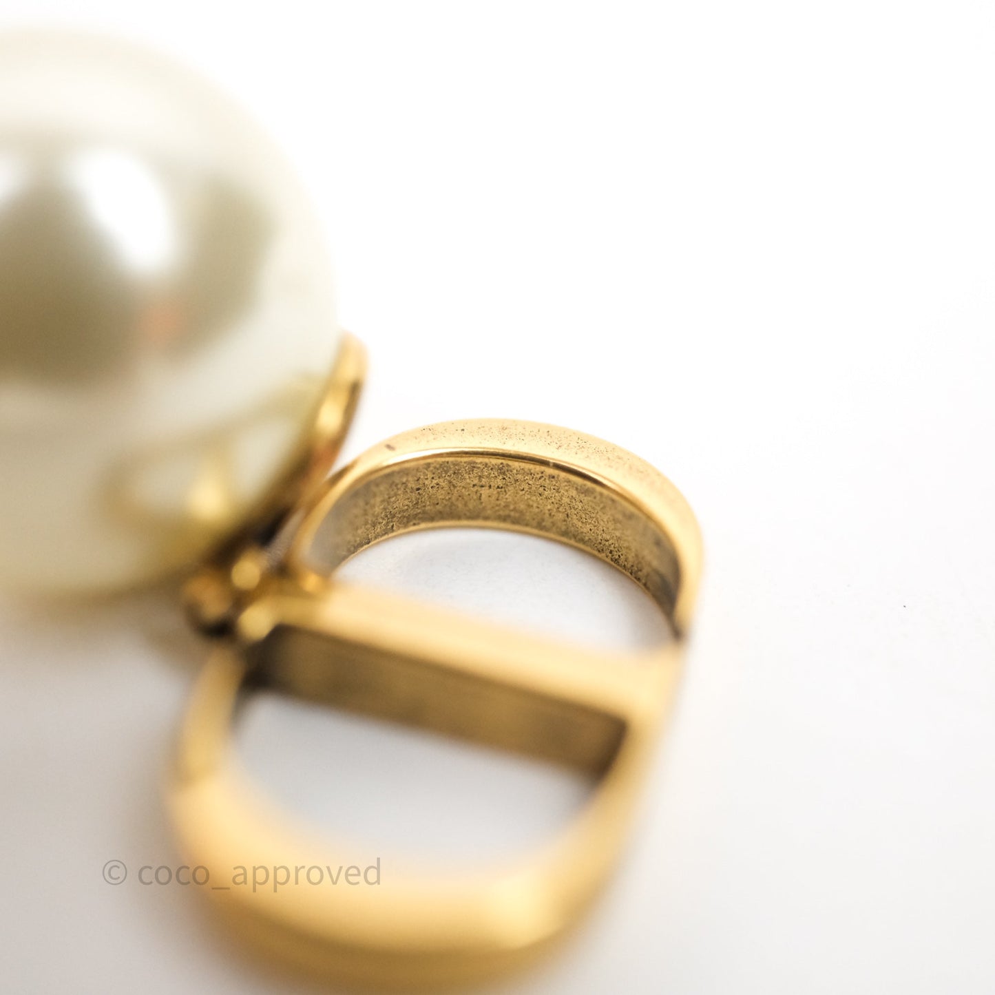 Christian Dior Tribales Pearl CD Earrings Gold Tone