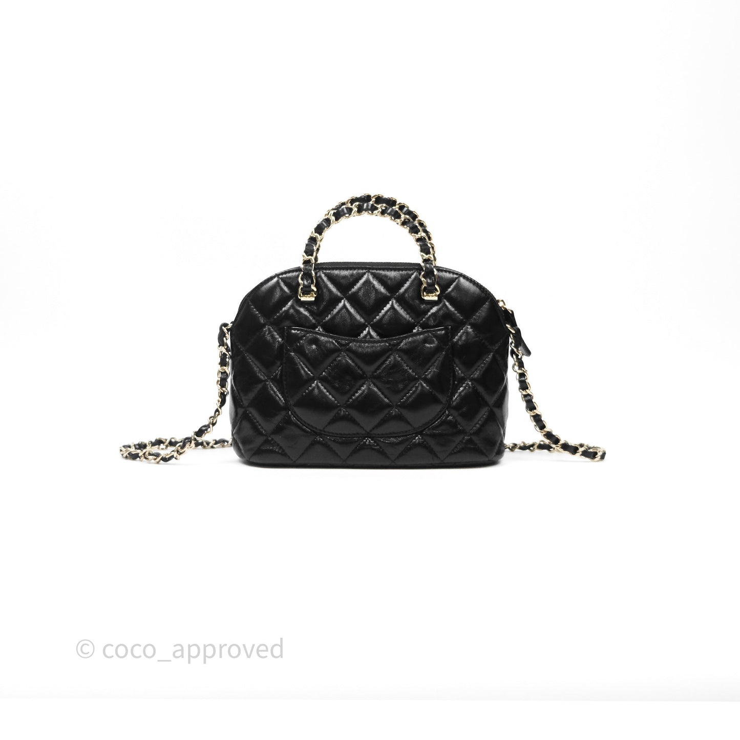 Chanel Handle Clutch with Chain Black Shiny Lambskin Gold Hardware