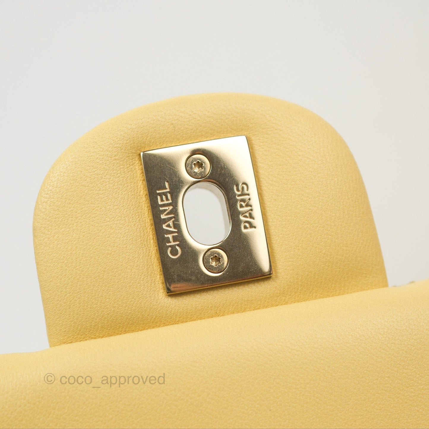 Chanel Quilted Mini Square Yellow Lambskin Gold Hardware