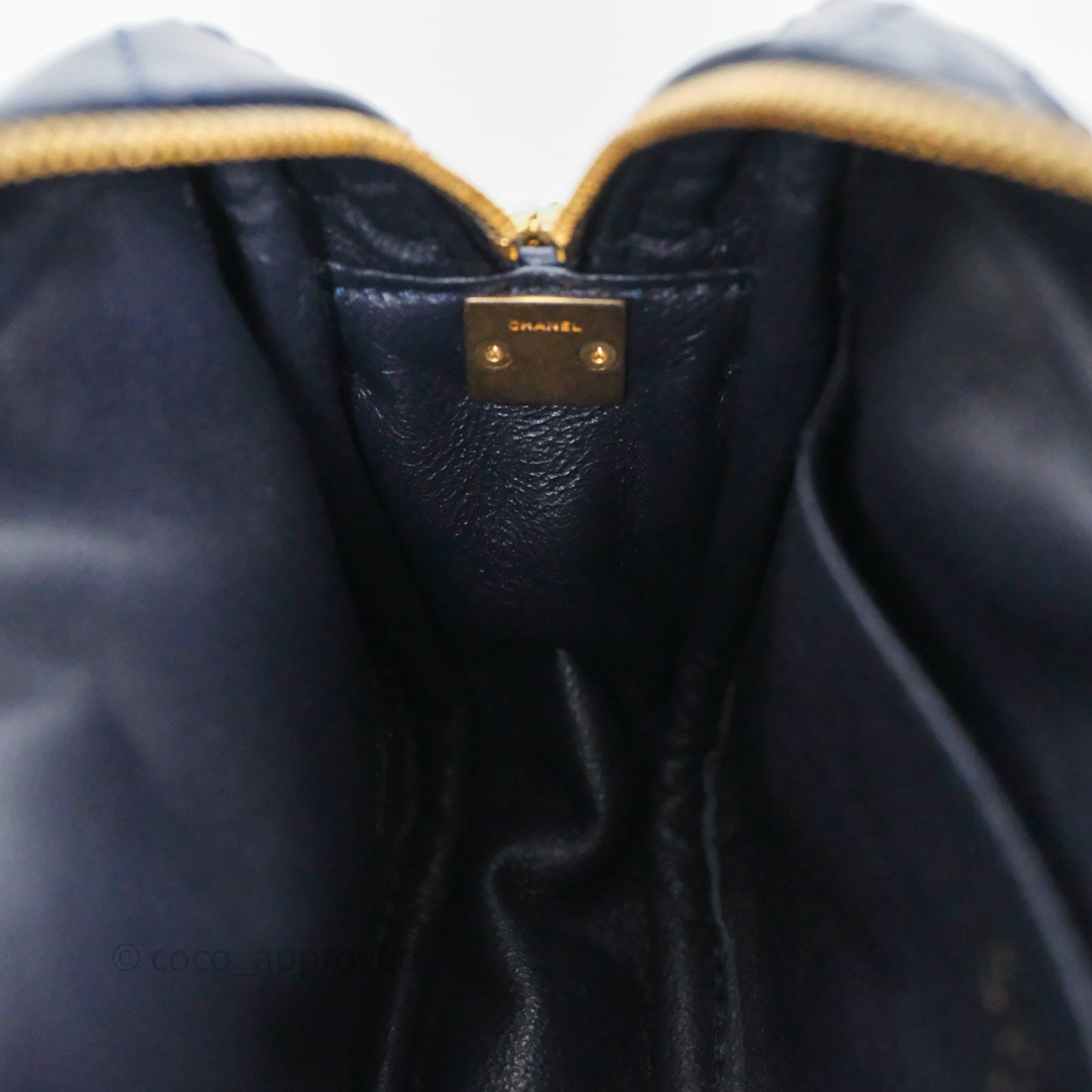 Chanel Quilted Mini Reissue Camera Case Navy Aged Calfskin Aged Gold Hardware
