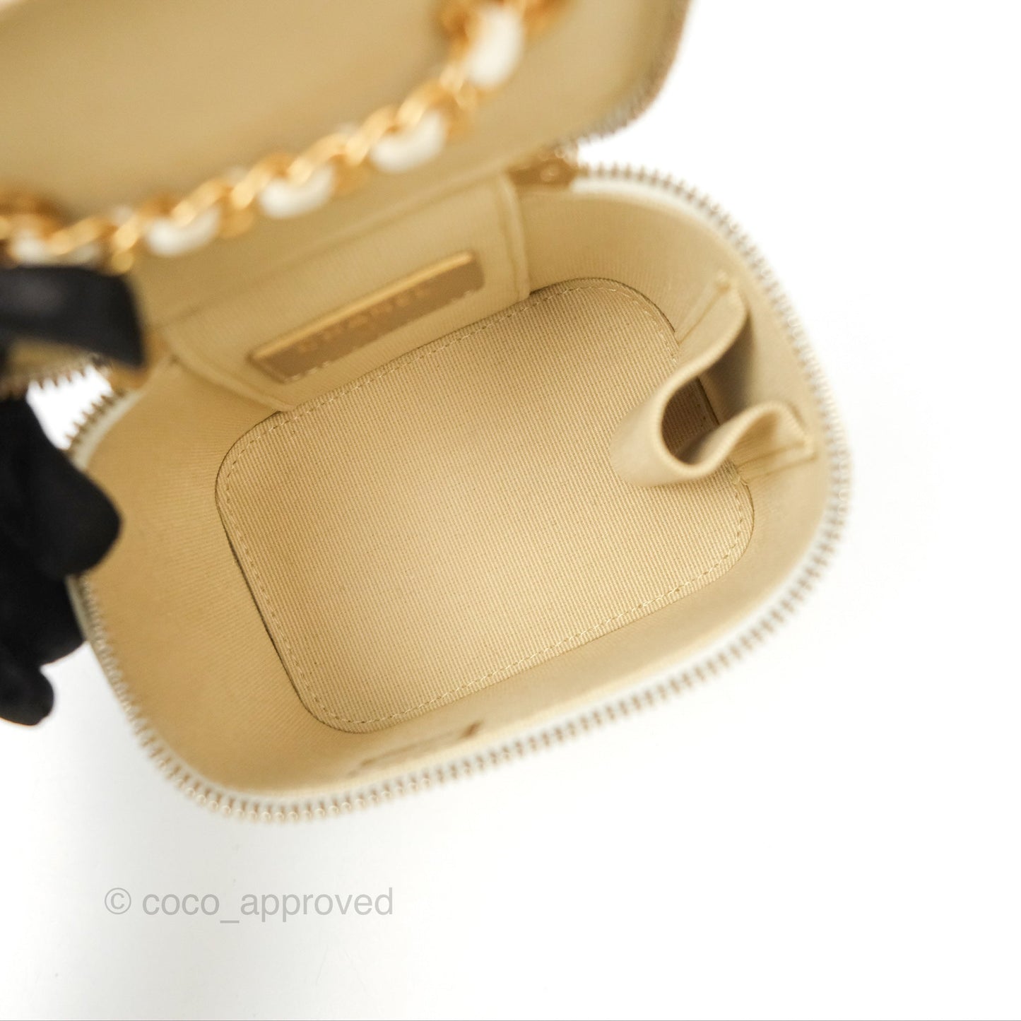 Chanel Mini Pearl Crush Vanity With Chain White Lambskin Gold Hardware