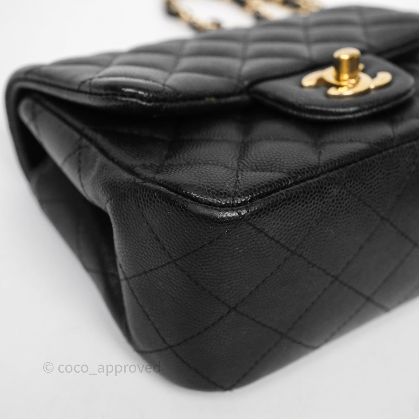 Chanel Mini Square Quilted Black Caviar Gold Hardware
