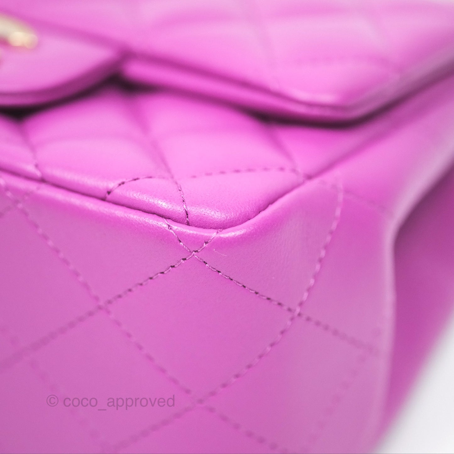 Chanel Mini Square Flap Quilted Purple Lambskin Gold Hardware