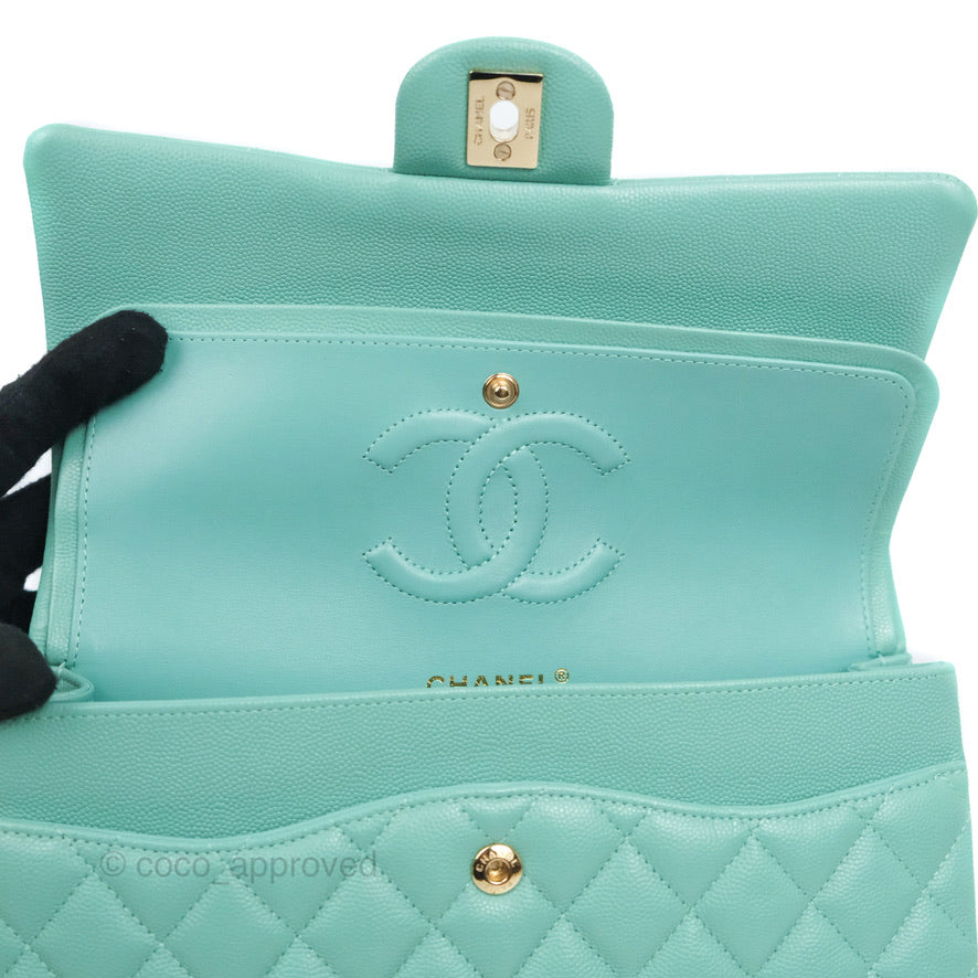 Chanel Classic M/L Medium Flap Quilted Tiffany Caviar Gold Hardware 21S