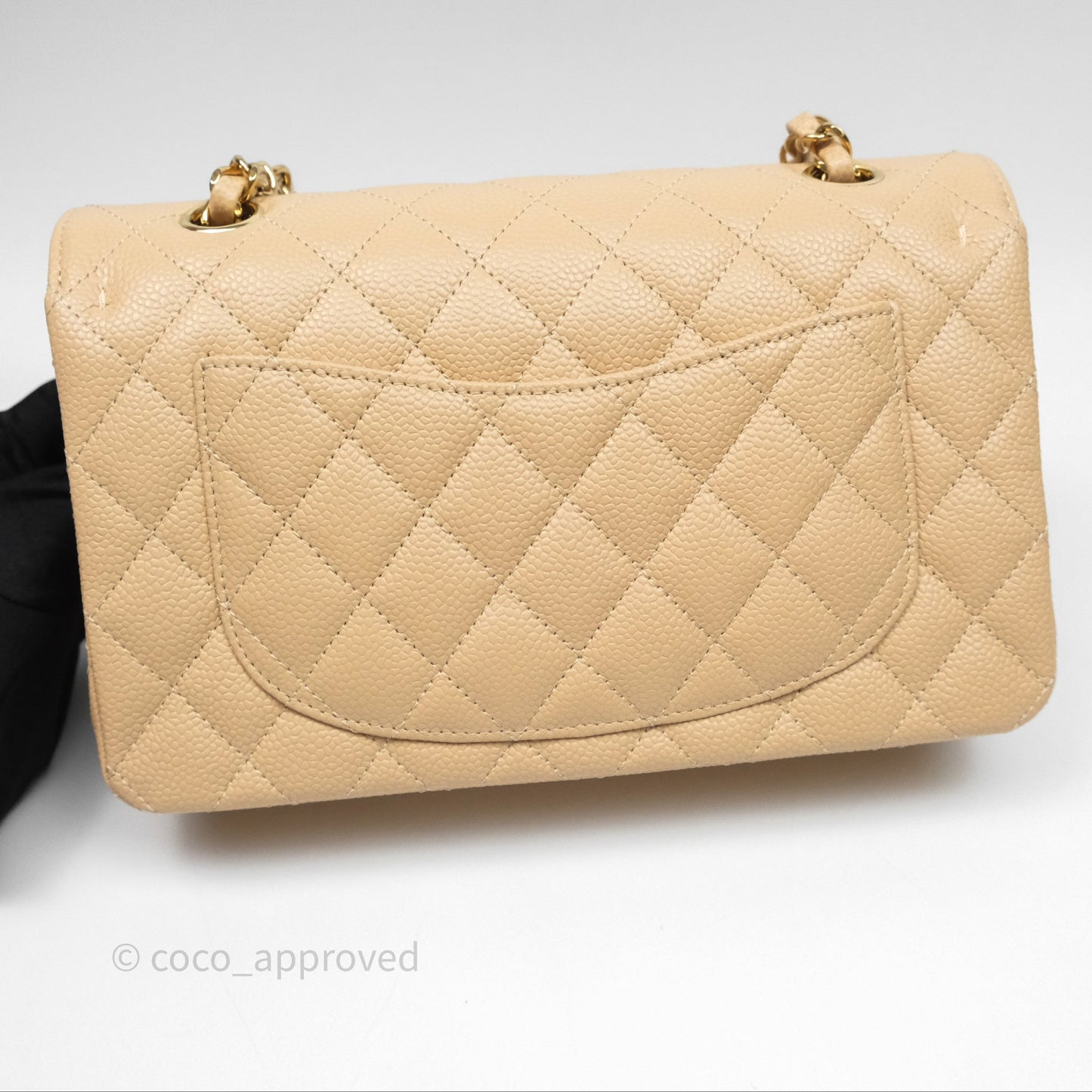 Chanel Small Quilted Classic Flap Beige Caviar Gold Hardware