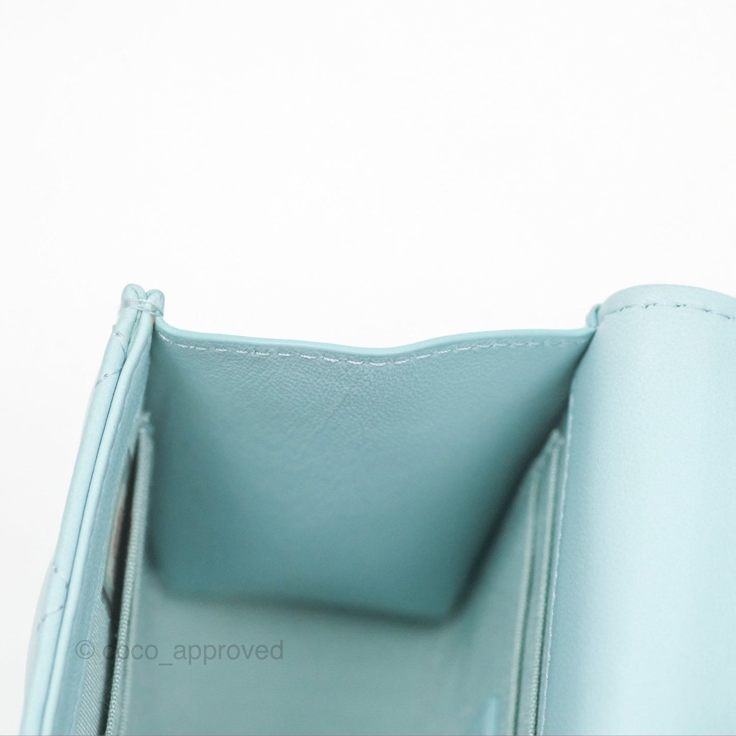 Chanel Mini Quilted Trendy CC Clutch With Chain Tiffany Blue Lambskin Gold Hardware