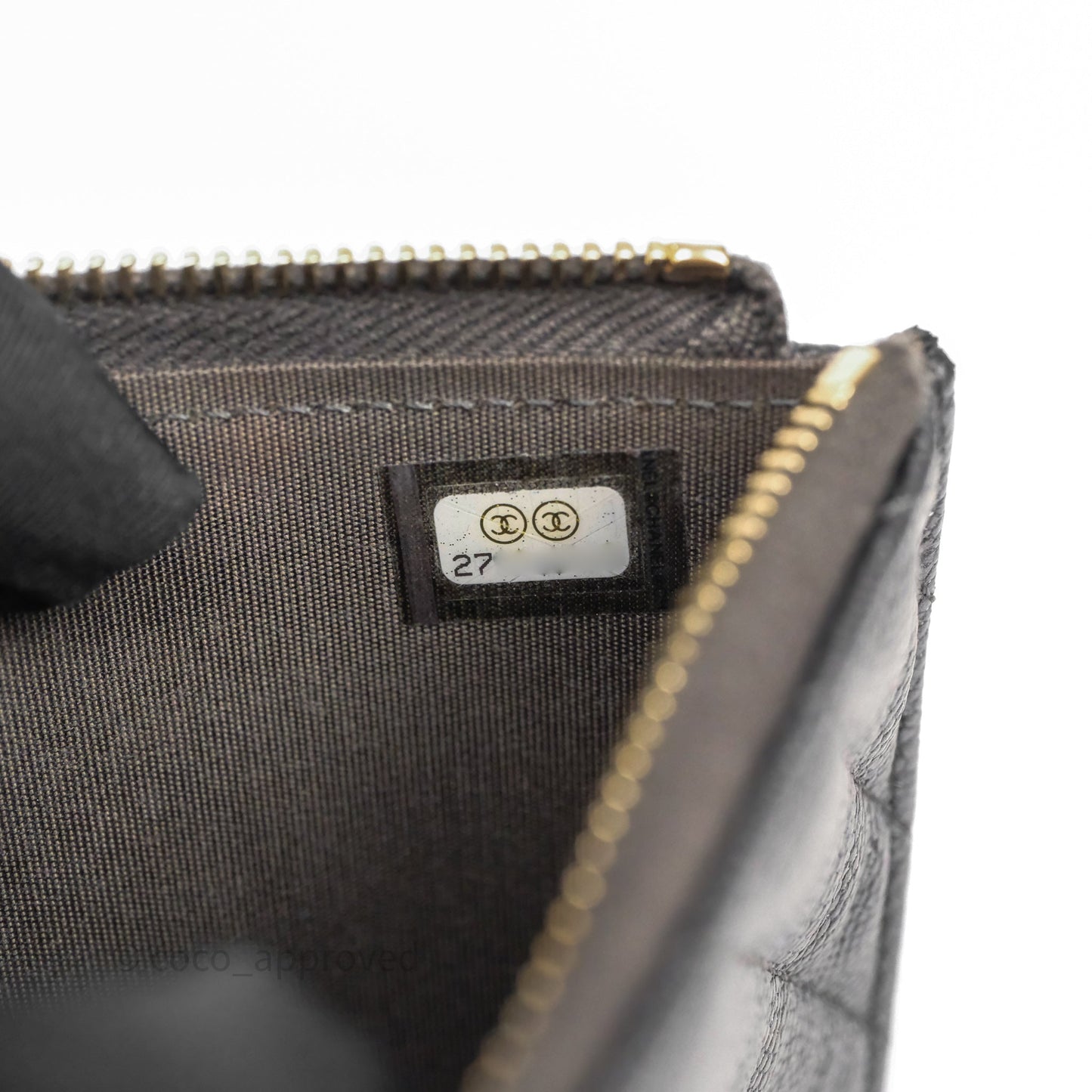 Chanel Chevron Zip Long Wallet Grey Caviar Gold Hardware