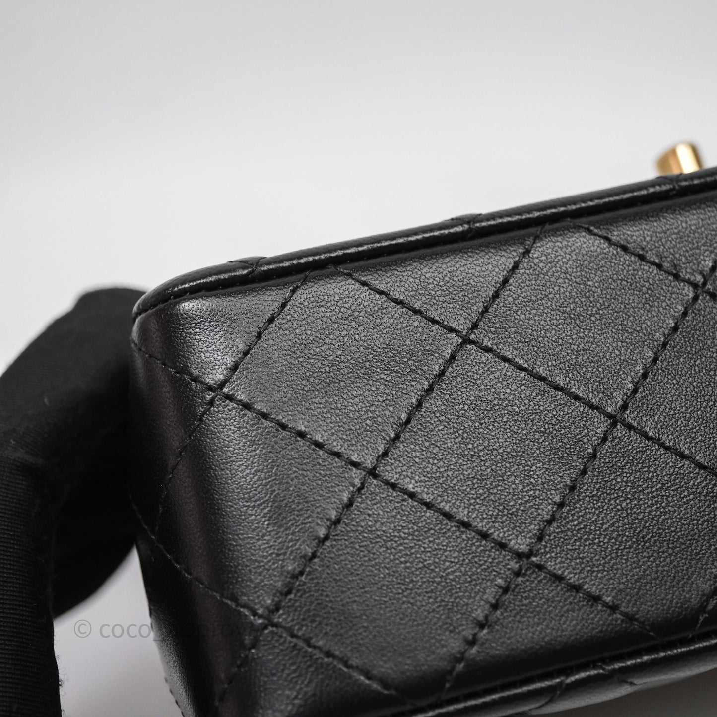 Chanel Quilted Mini Rectangular Black Lambskin Gold Hardware