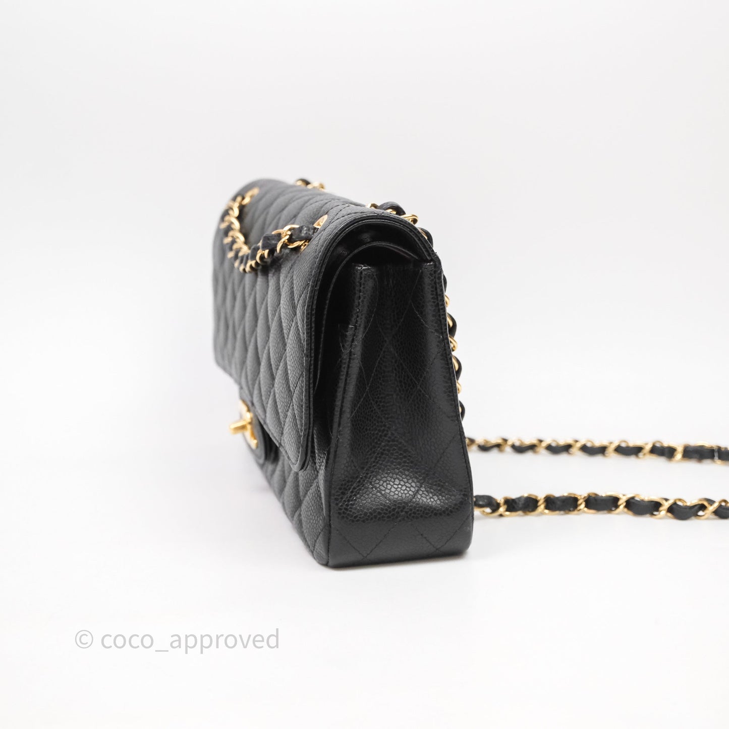 Chanel Classic M/L Medium Flap Quilted Black Caviar Gold Hardware