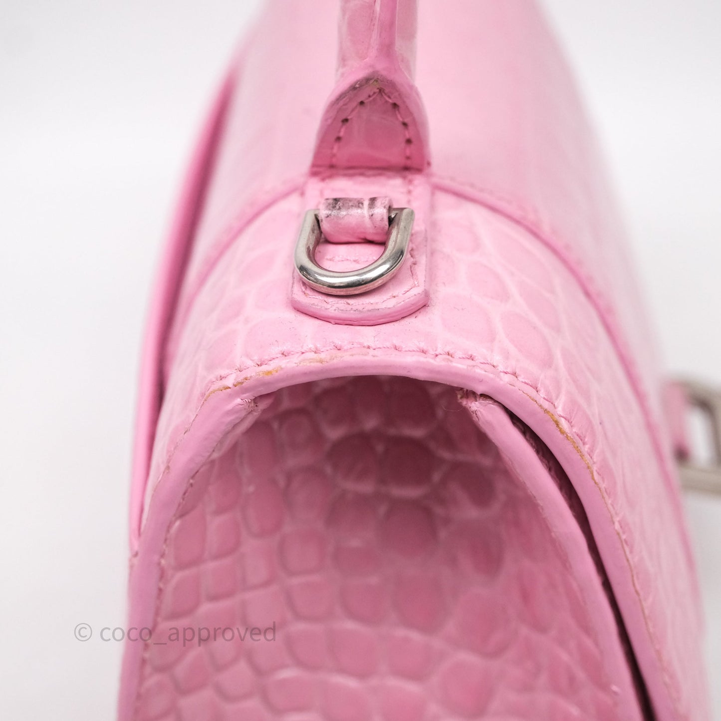 Balenciaga Small Hourglass Embossed Bag Pink