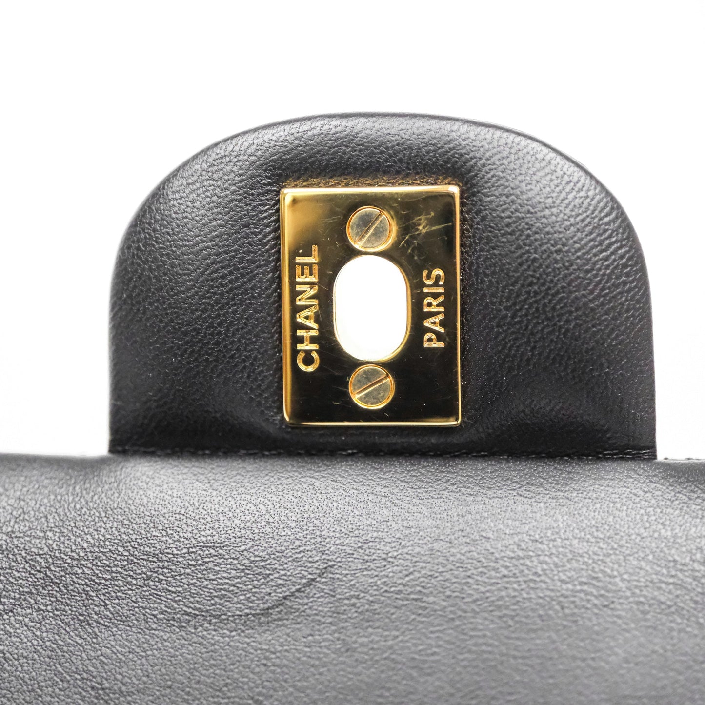 Chanel Classic M/L Medium Flap Quilted Black Lambskin Gold Hardware