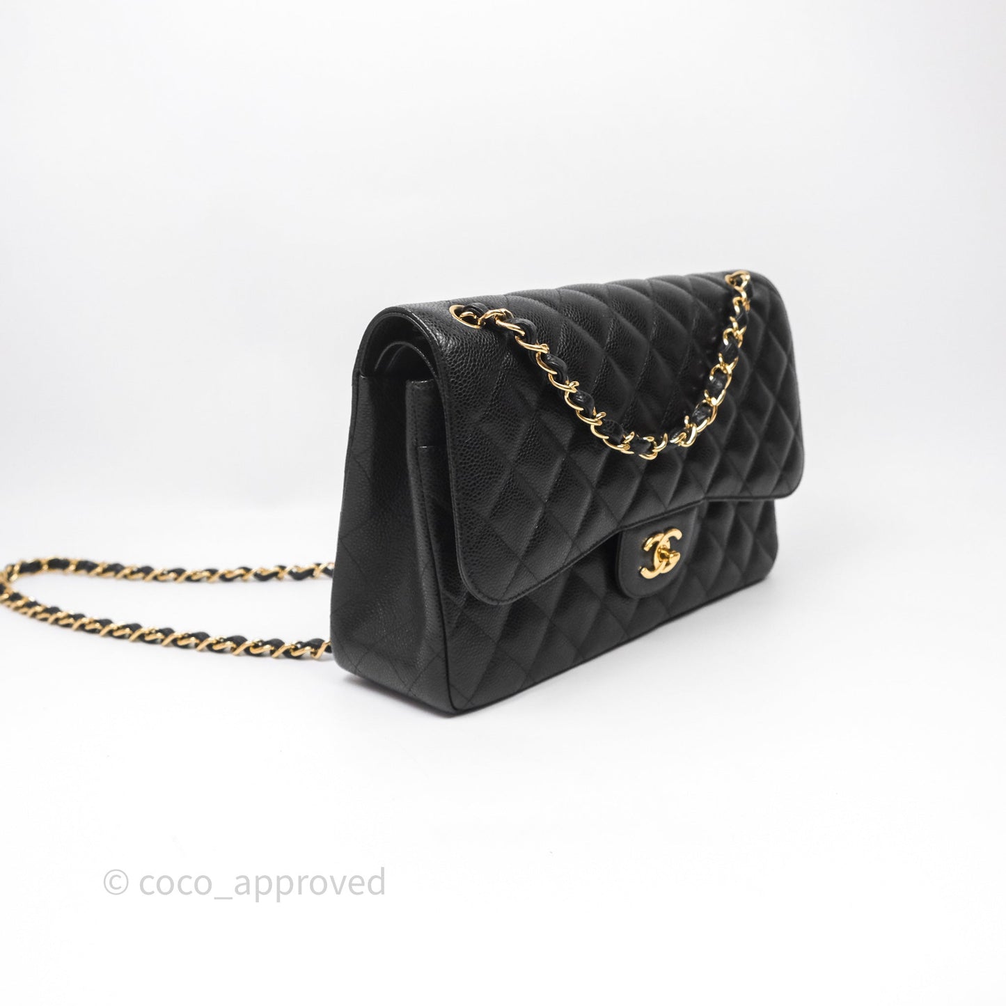 Chanel Jumbo Double Flap Black Caviar Gold Hardware⁣⁣