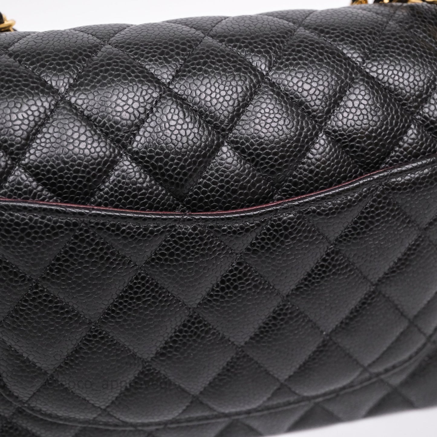 Chanel Classic M/L Medium Flap Quilted Black Caviar Gold Hardware