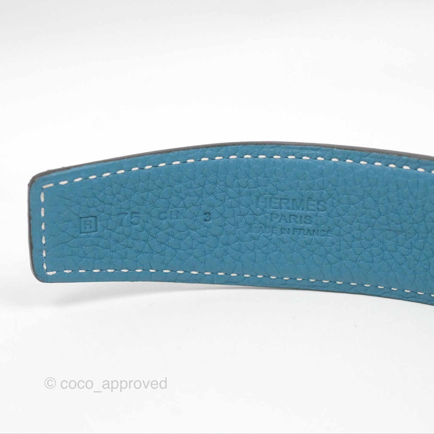 Hermès H Silver Belt Buckle & Reversible Blue Black